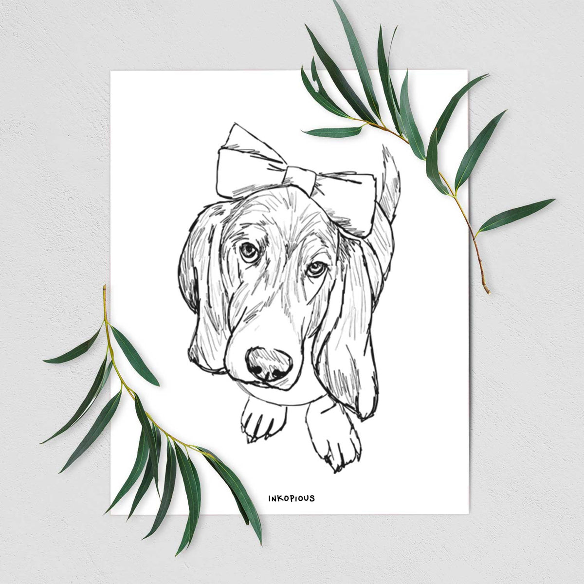 Doodled Daisy the Basset Hound Art Print