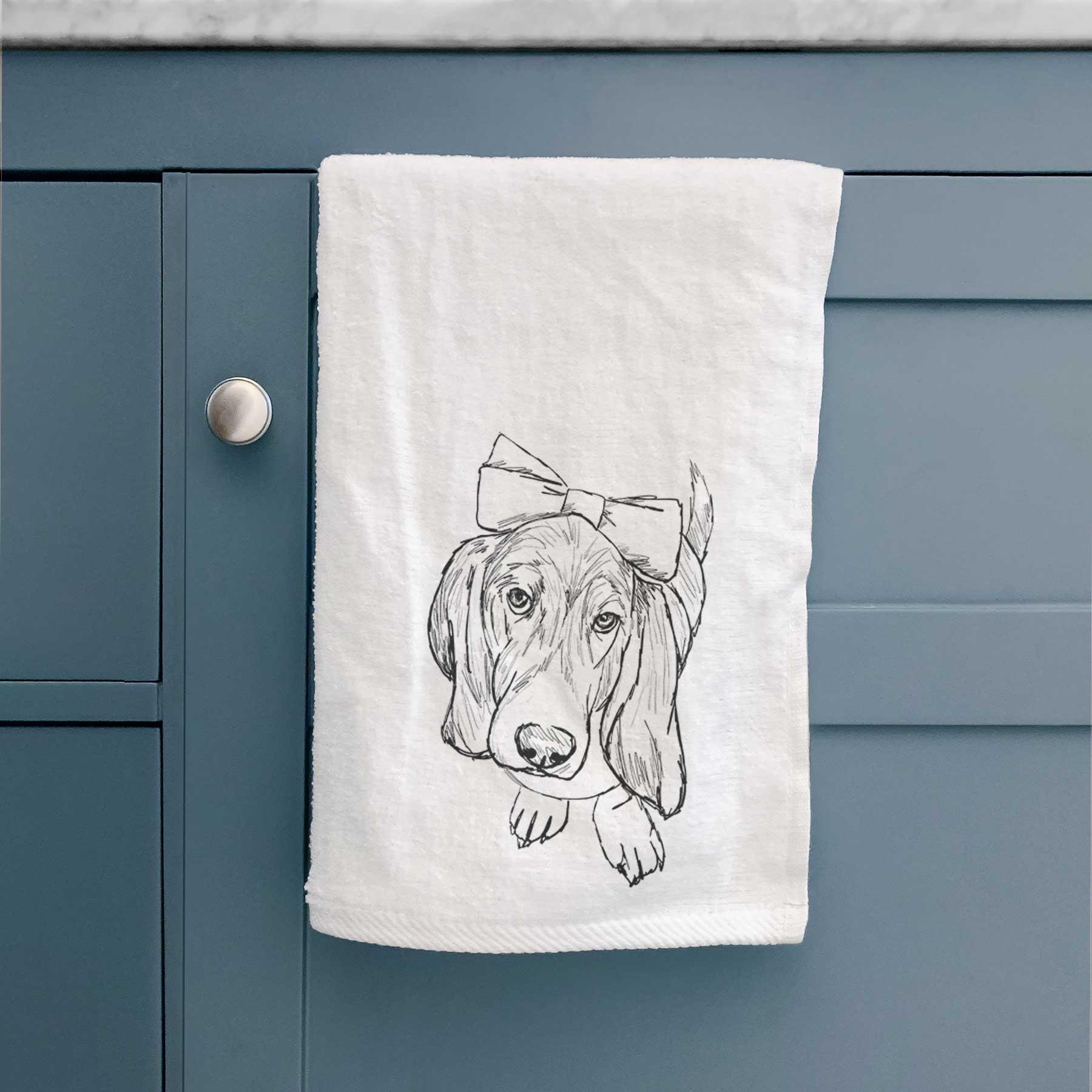 Doodled Daisy the Basset Hound Decorative Hand Towel