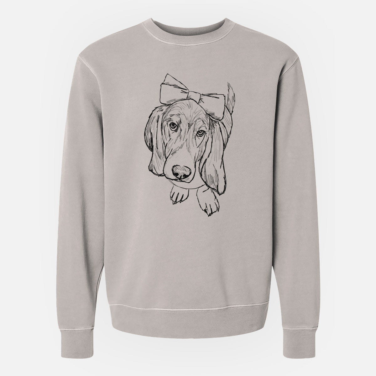 Doodled Daisy the Basset Hound - Unisex Pigment Dyed Crew Sweatshirt