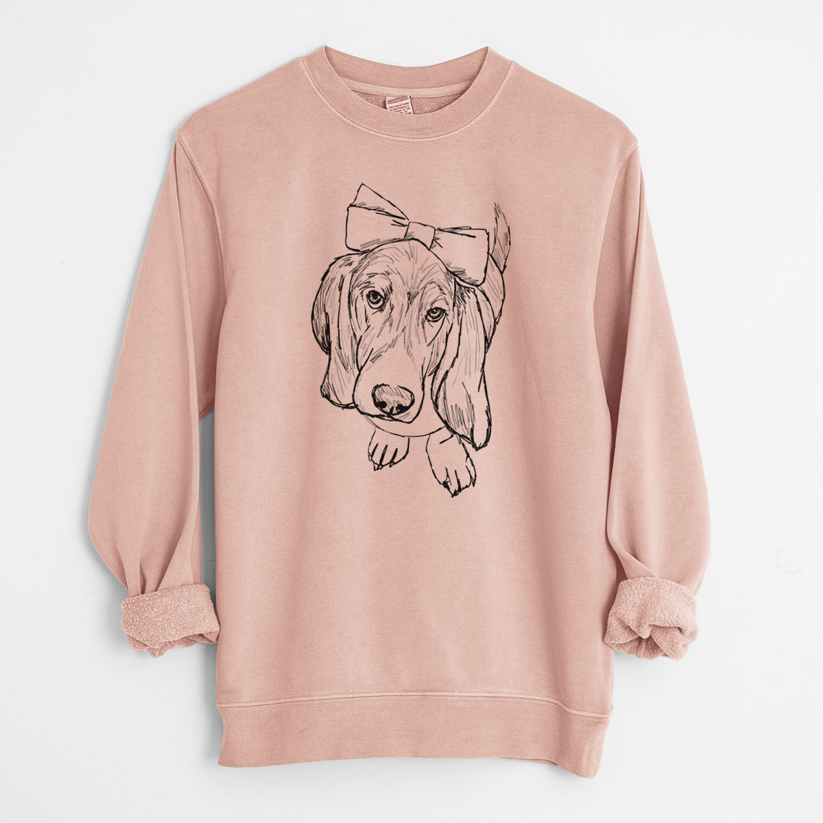 Doodled Daisy the Basset Hound - Unisex Pigment Dyed Crew Sweatshirt