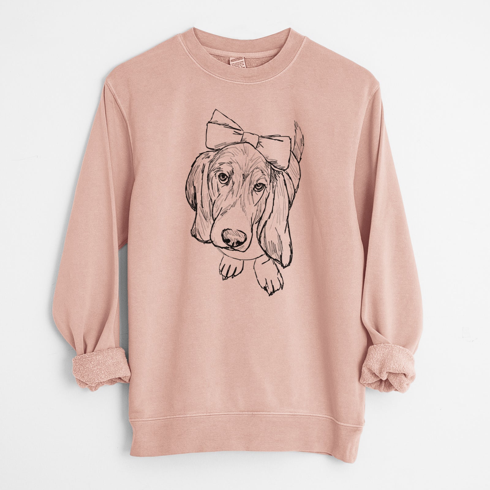 Doodled Daisy the Basset Hound - Unisex Pigment Dyed Crew Sweatshirt