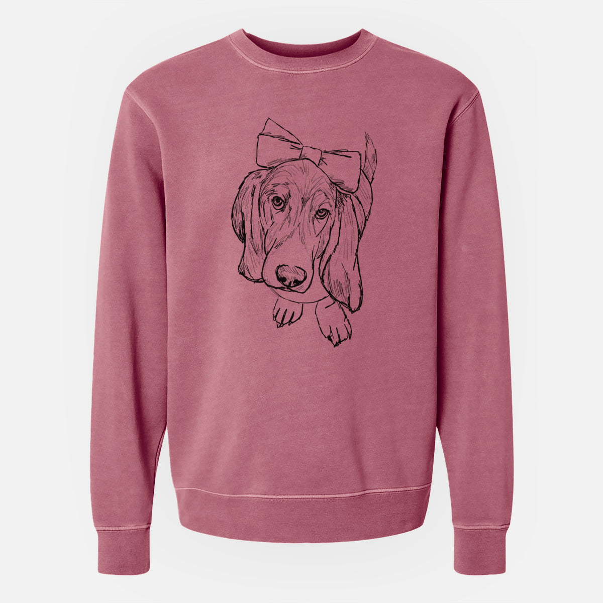 Doodled Daisy the Basset Hound - Unisex Pigment Dyed Crew Sweatshirt