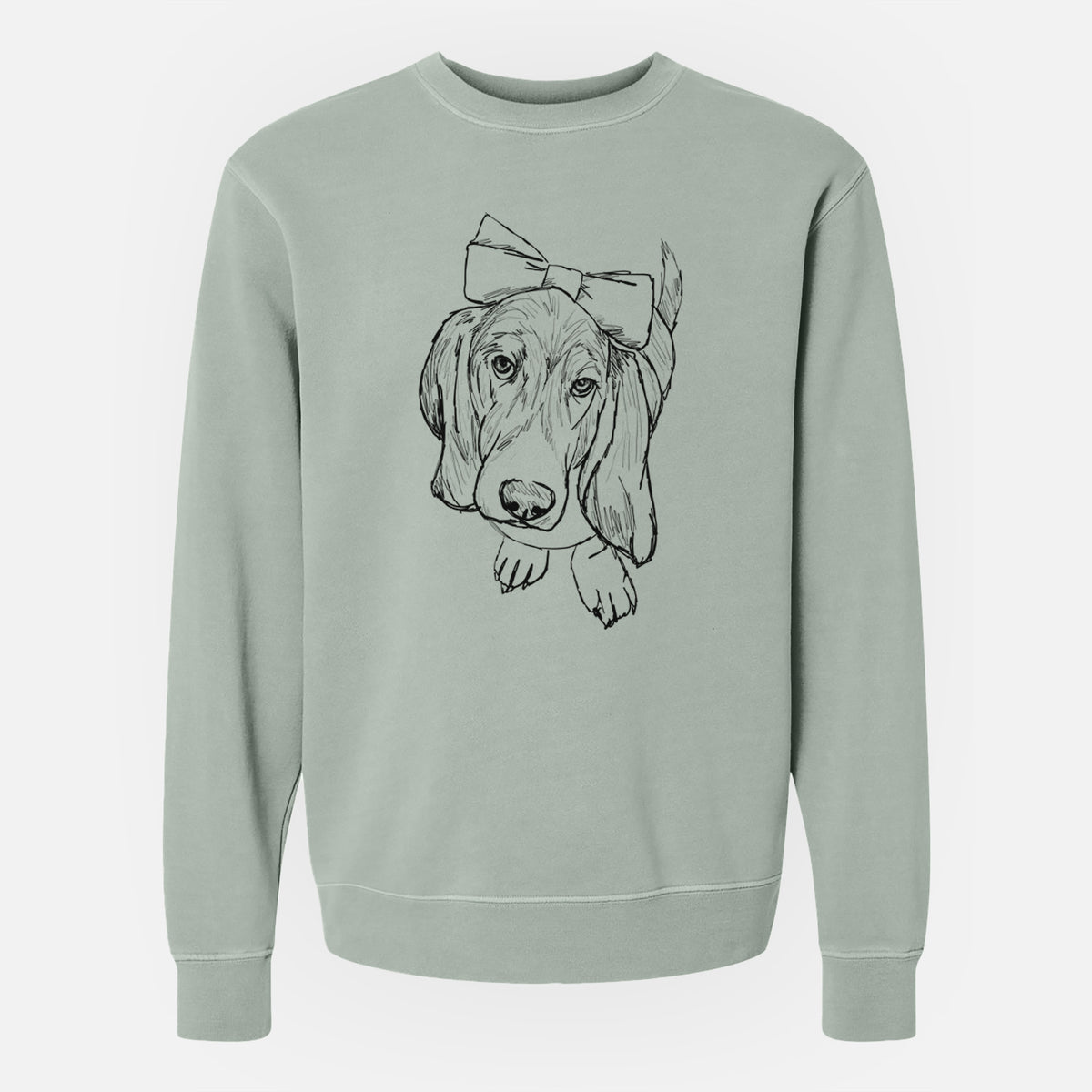 Doodled Daisy the Basset Hound - Unisex Pigment Dyed Crew Sweatshirt