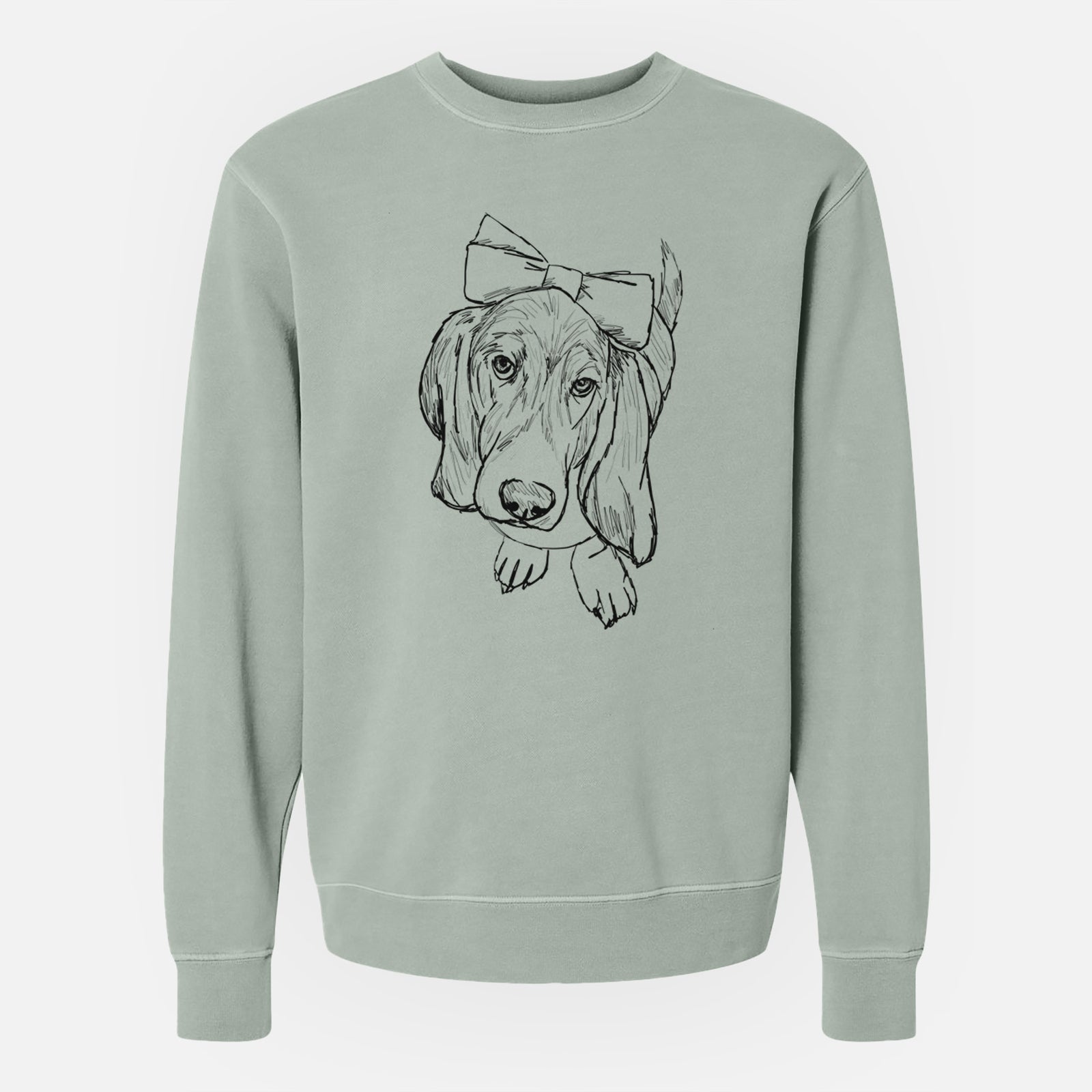 Doodled Daisy the Basset Hound - Unisex Pigment Dyed Crew Sweatshirt