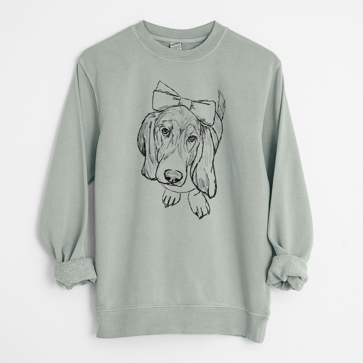 Doodled Daisy the Basset Hound - Unisex Pigment Dyed Crew Sweatshirt