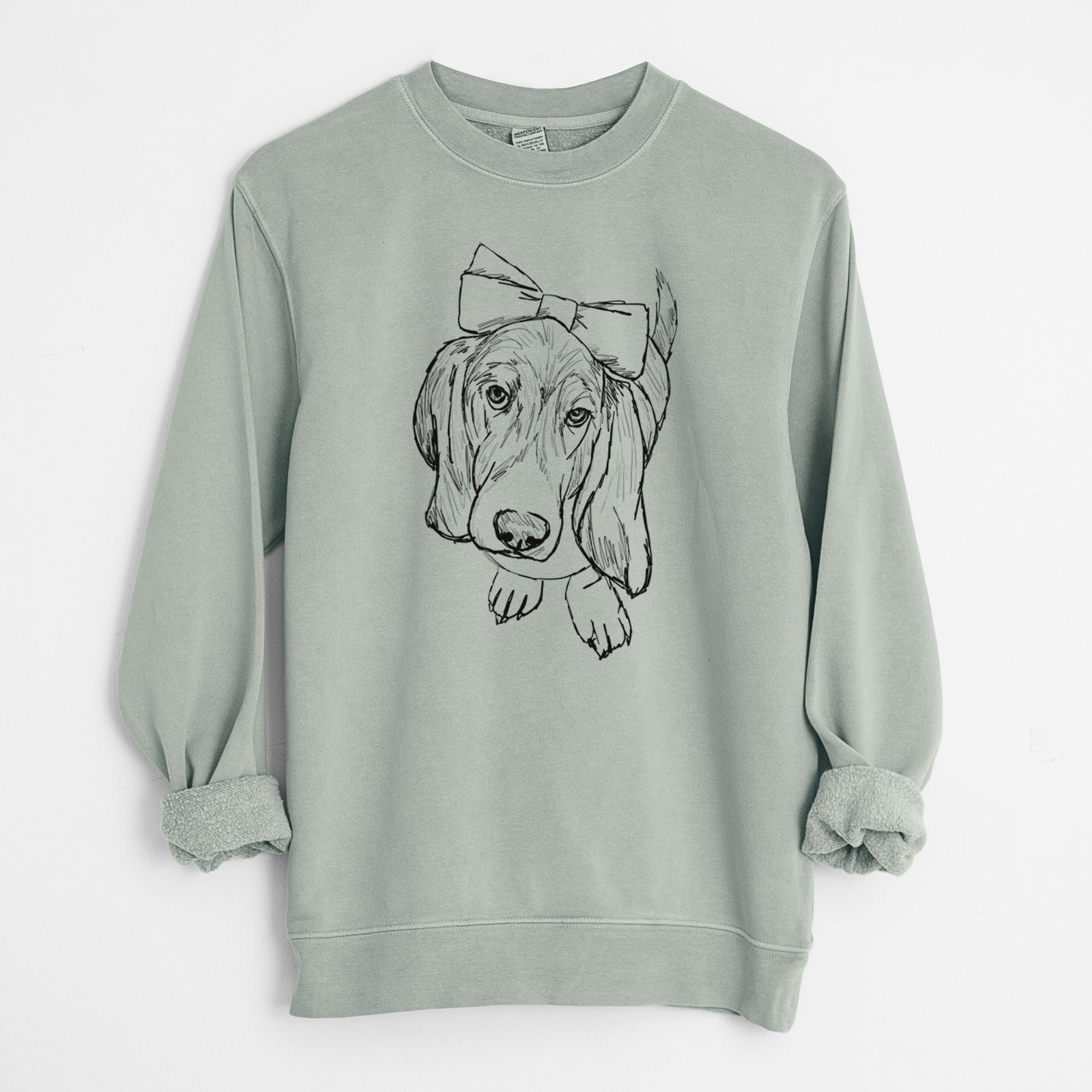 Doodled Daisy the Basset Hound - Unisex Pigment Dyed Crew Sweatshirt