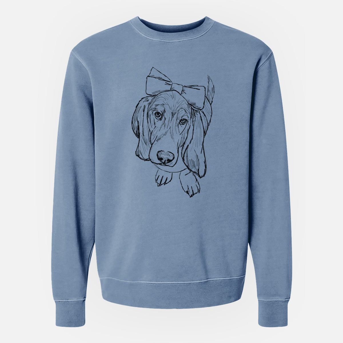 Doodled Daisy the Basset Hound - Unisex Pigment Dyed Crew Sweatshirt
