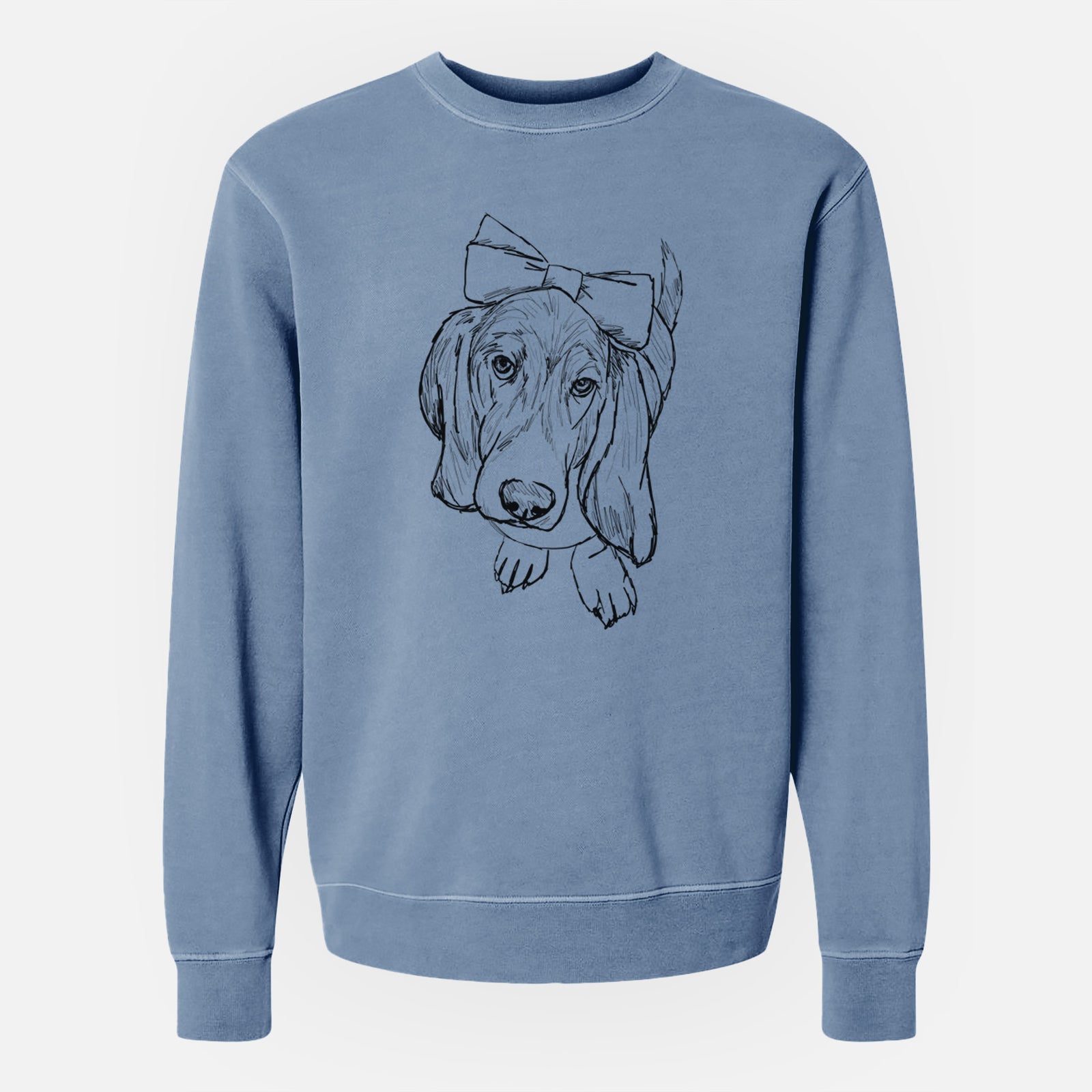 Doodled Daisy the Basset Hound - Unisex Pigment Dyed Crew Sweatshirt