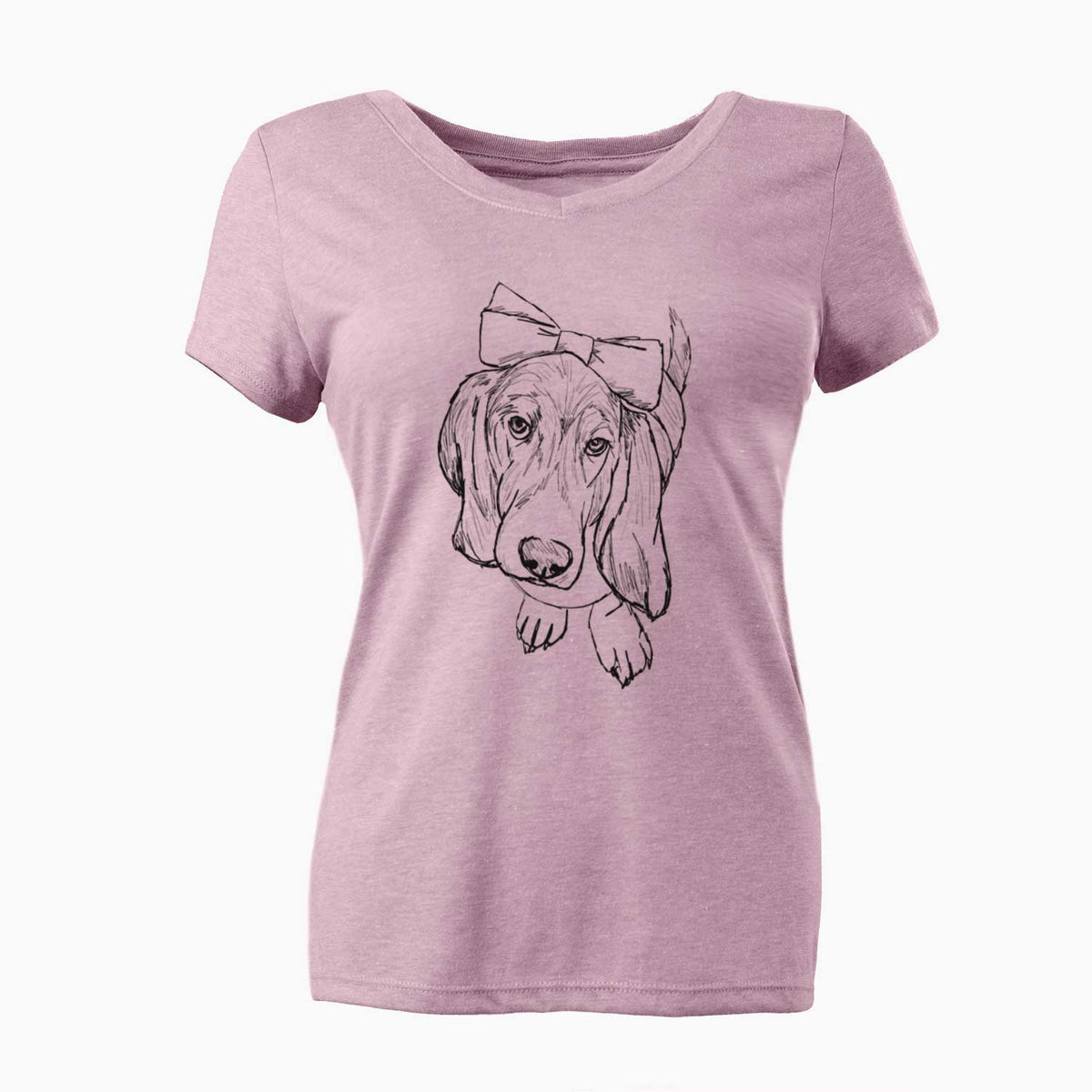 Doodled Daisy the Basset Hound - Women's V-neck Shirt