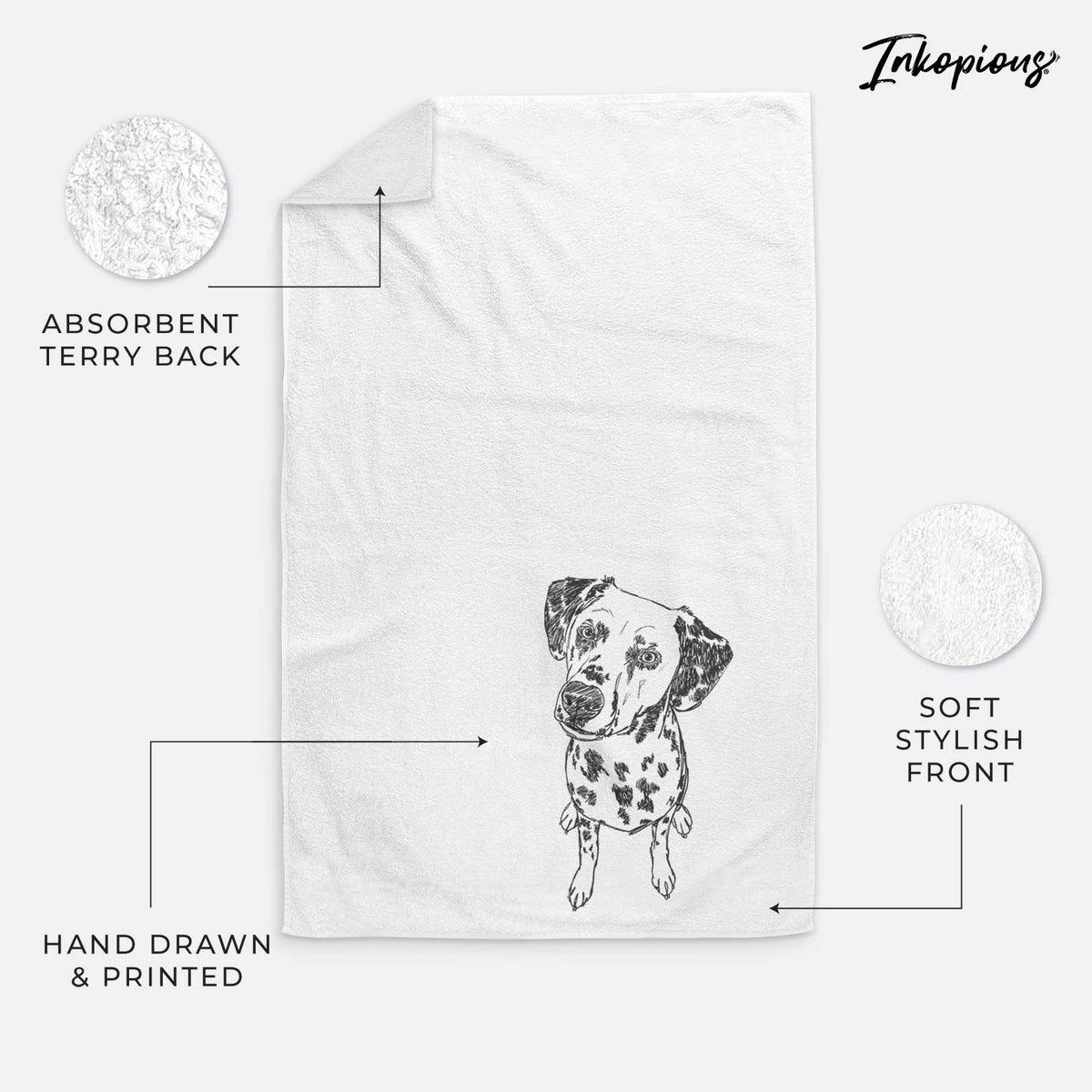 Doodled Daisy Mae the Dalmatian Decorative Hand Towel