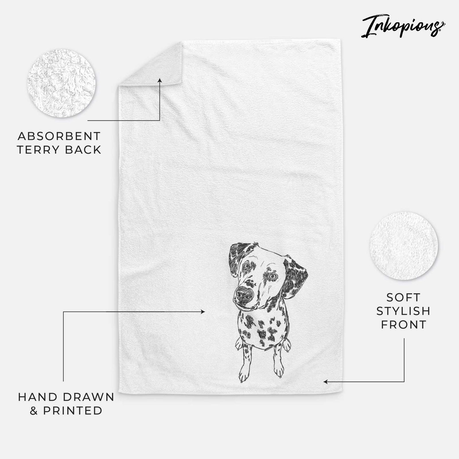 Doodled Daisy Mae the Dalmatian Decorative Hand Towel