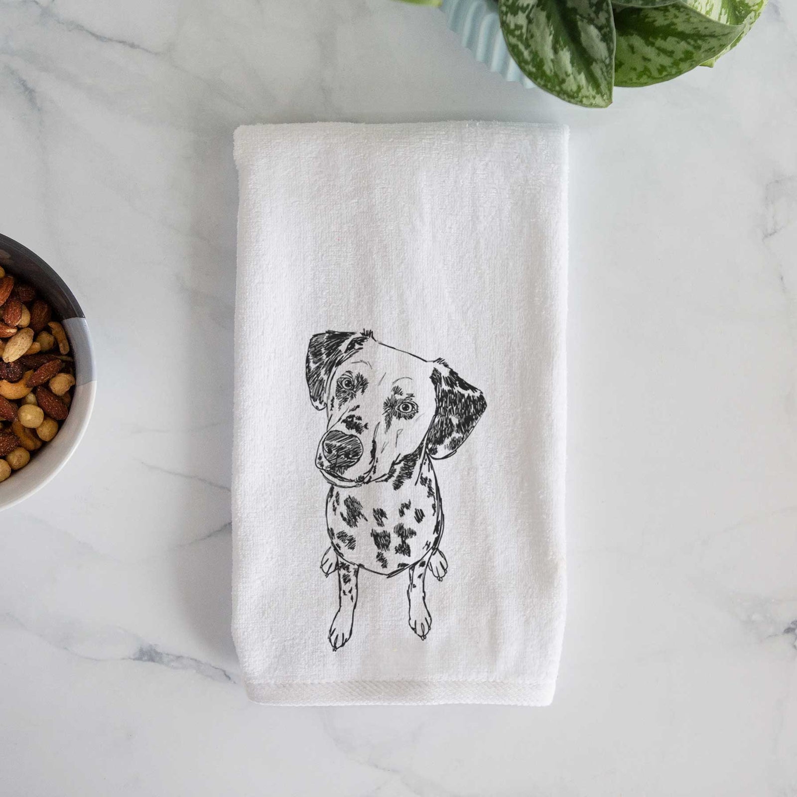 Doodled Daisy Mae the Dalmatian Decorative Hand Towel