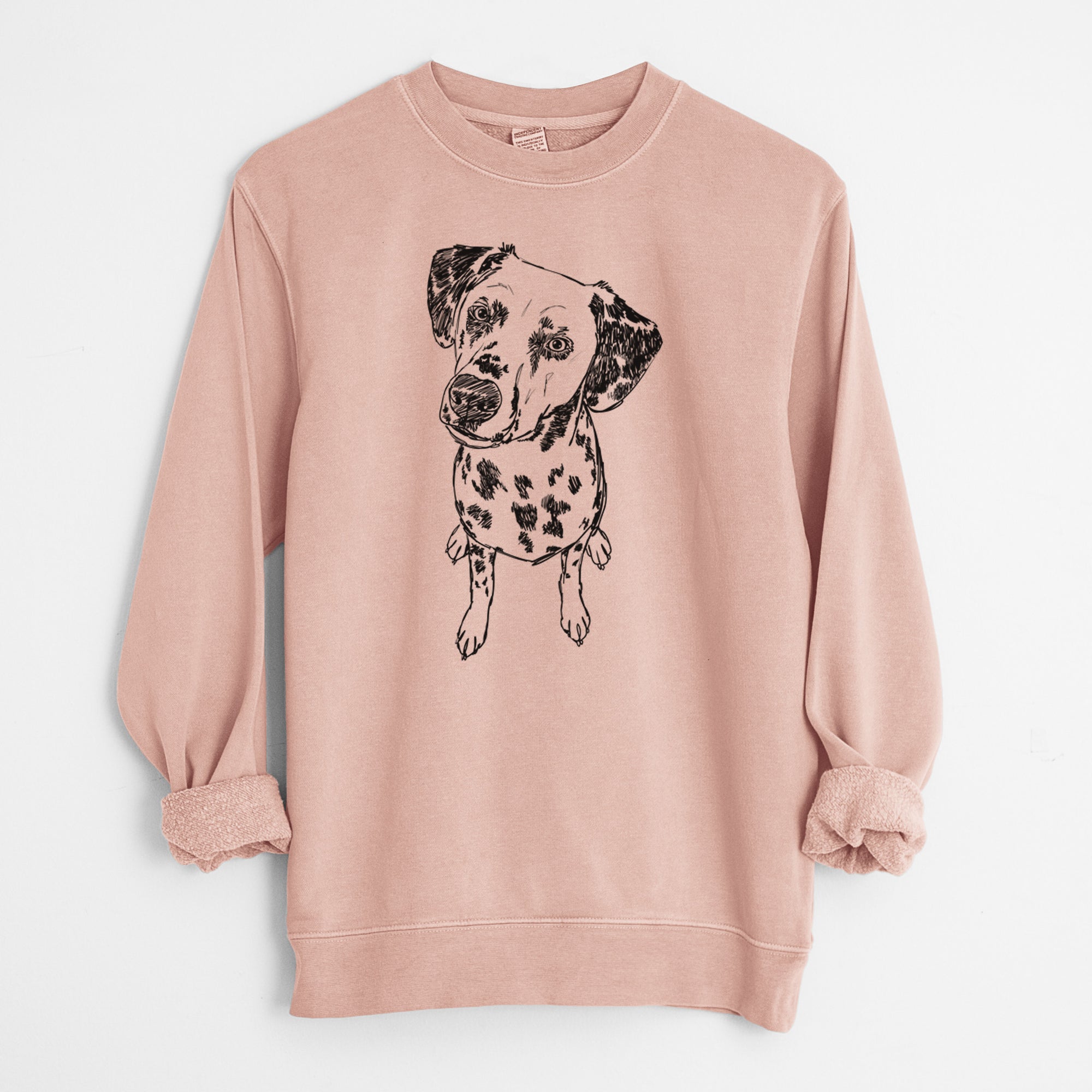 Doodled Daisy Mae the Dalmatian - Unisex Pigment Dyed Crew Sweatshirt