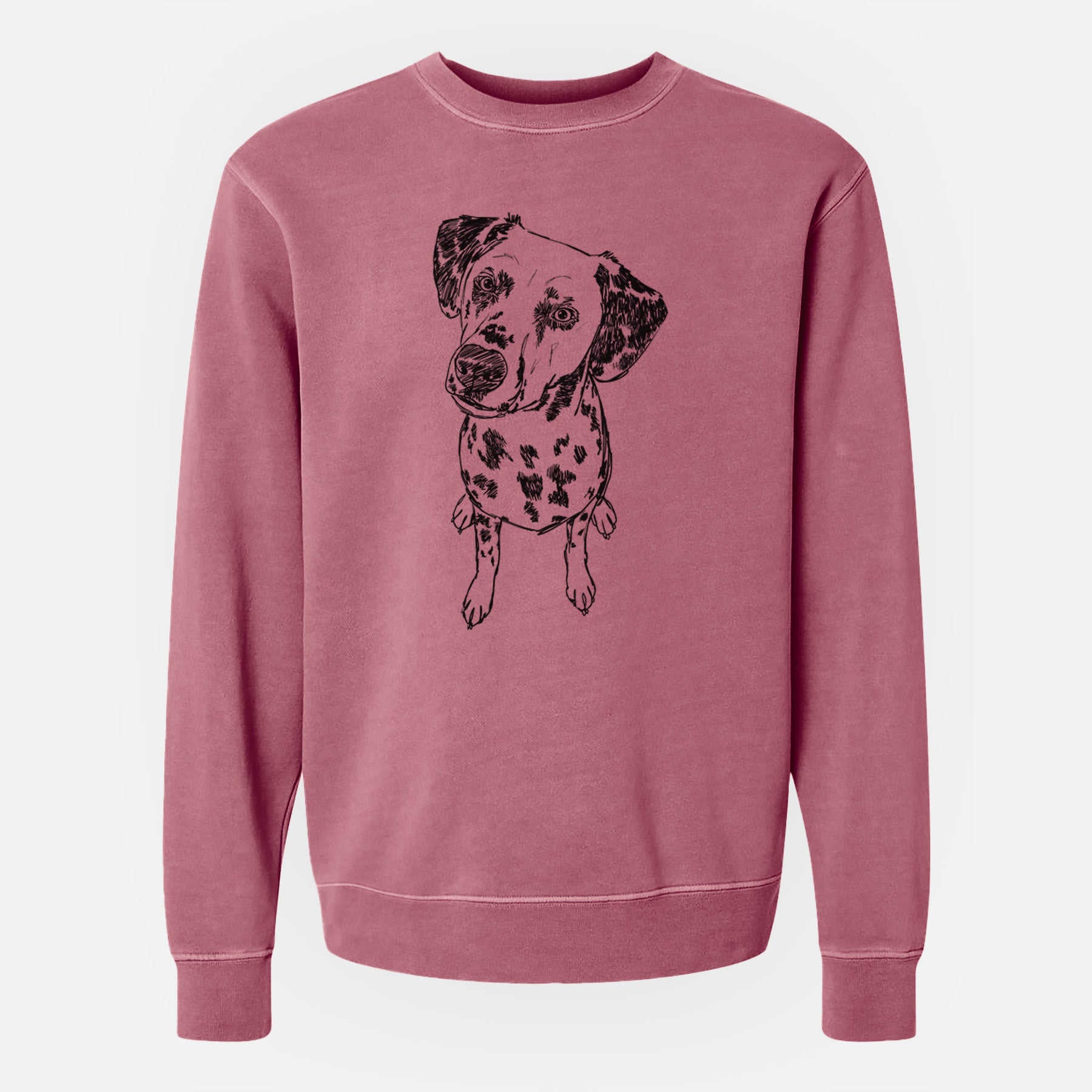 Doodled Daisy Mae the Dalmatian - Unisex Pigment Dyed Crew Sweatshirt