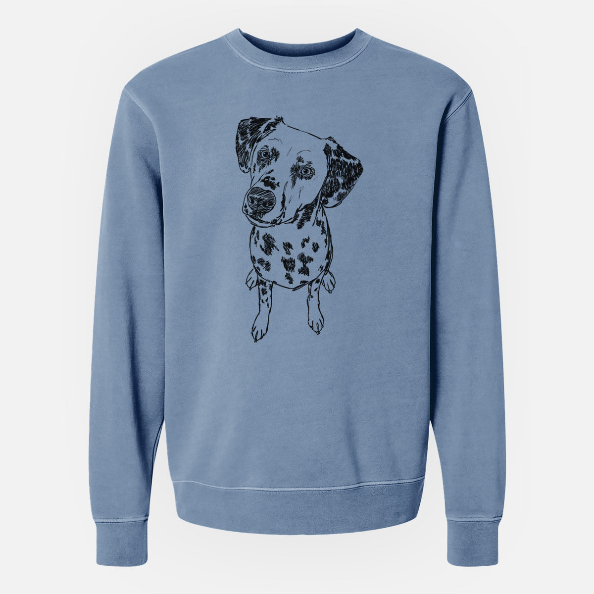 Doodled Daisy Mae the Dalmatian - Unisex Pigment Dyed Crew Sweatshirt