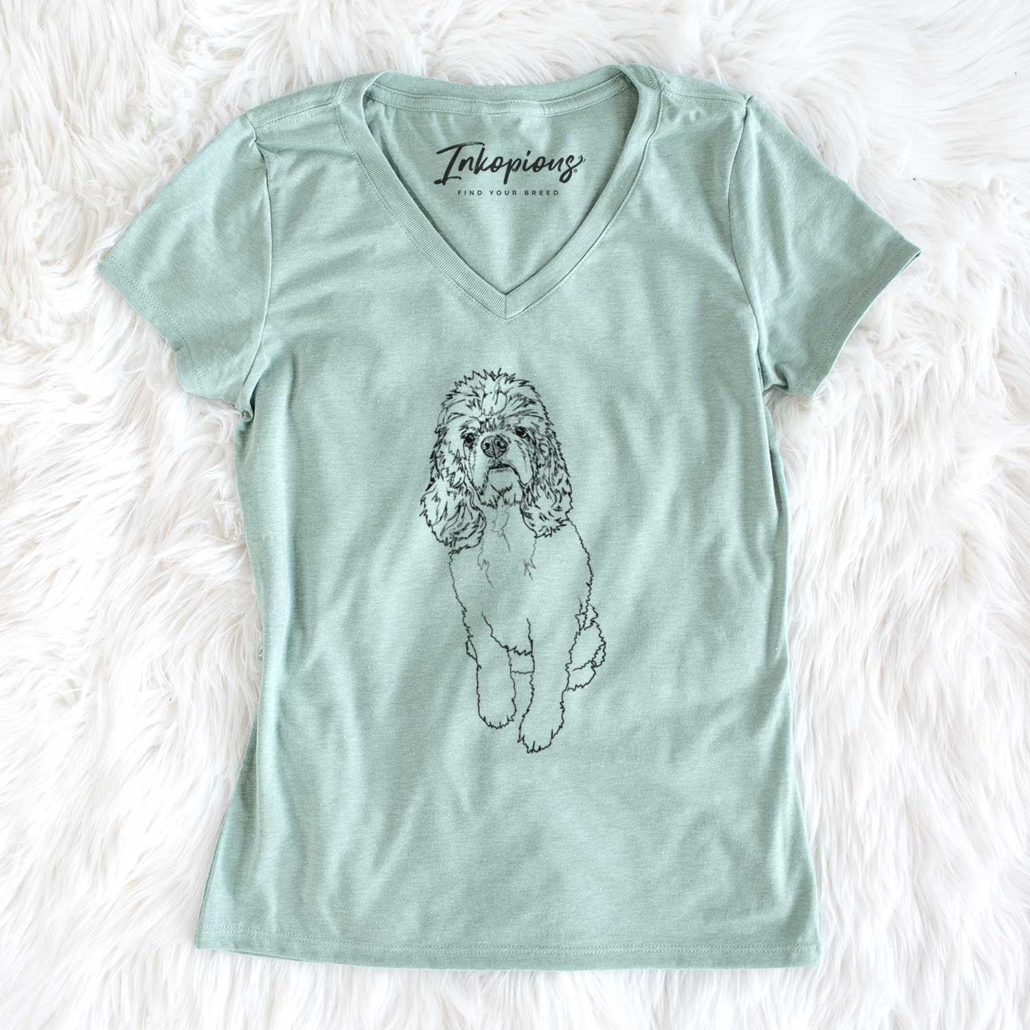 Doodled Dany the Cocker Spaniel - Women's V-neck Shirt