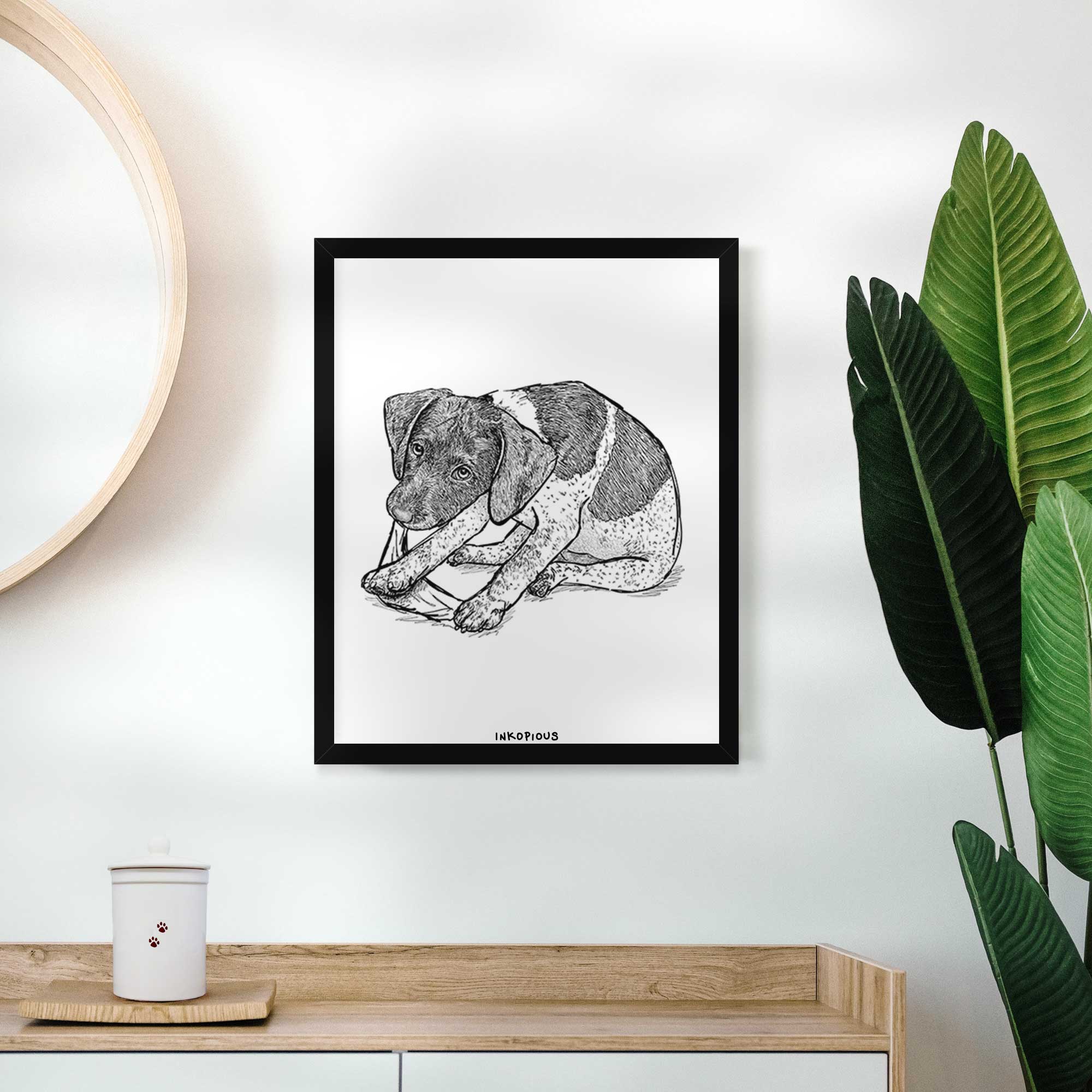 Doodled Dawson the German Shorthaired Pointer Art Print