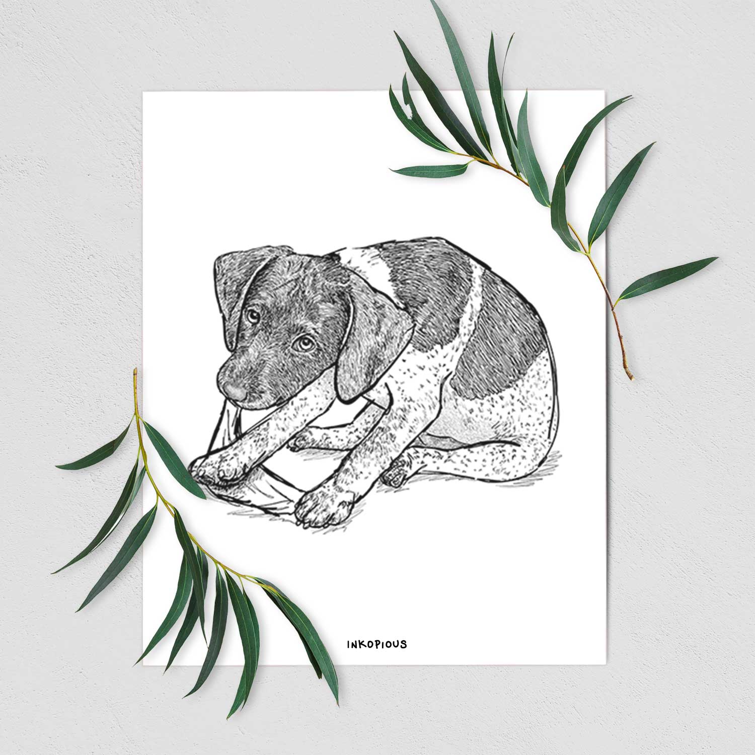 Doodled Dawson the German Shorthaired Pointer Art Print