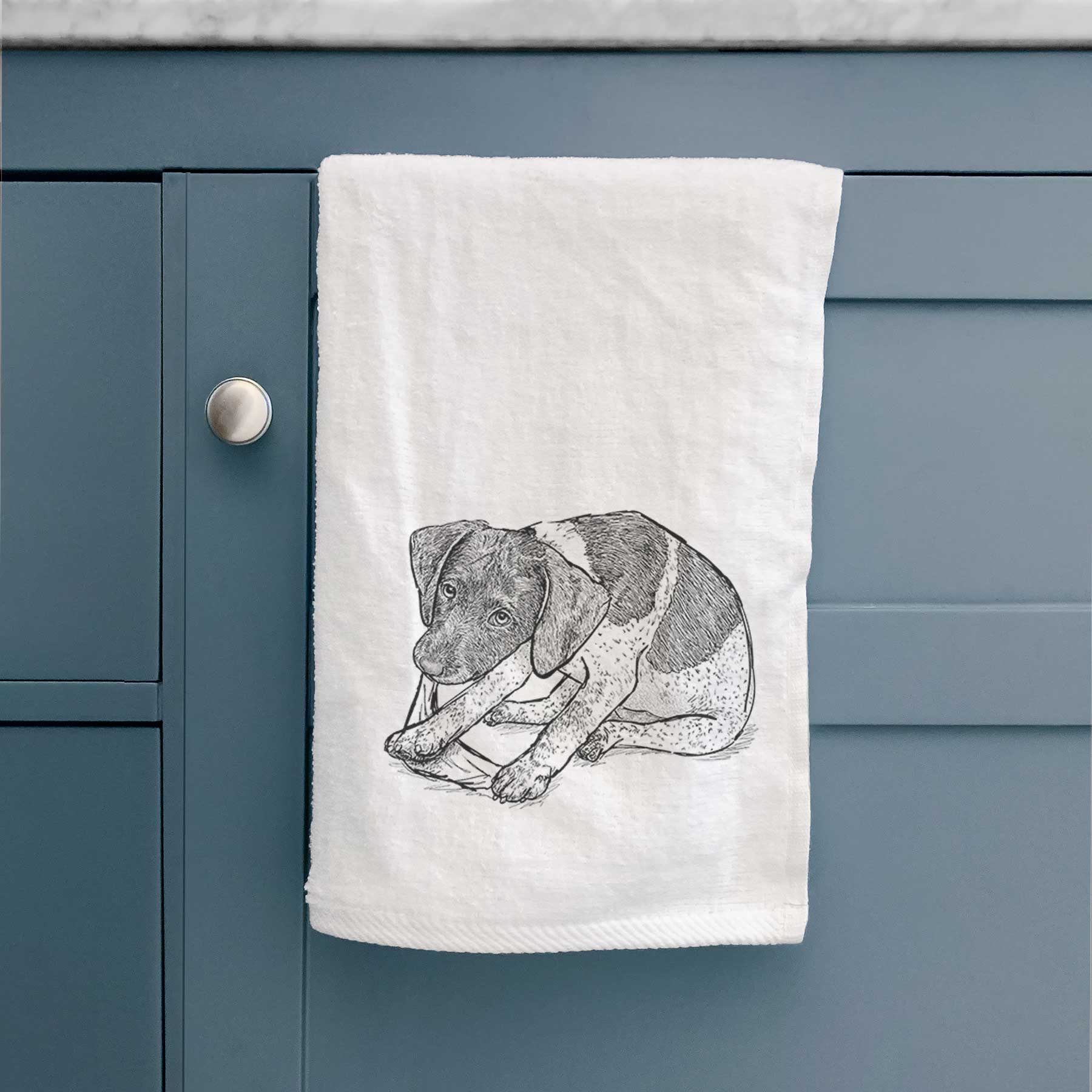 Doodled Dawson the German Shorthaired Pointer Decorative Hand Towel