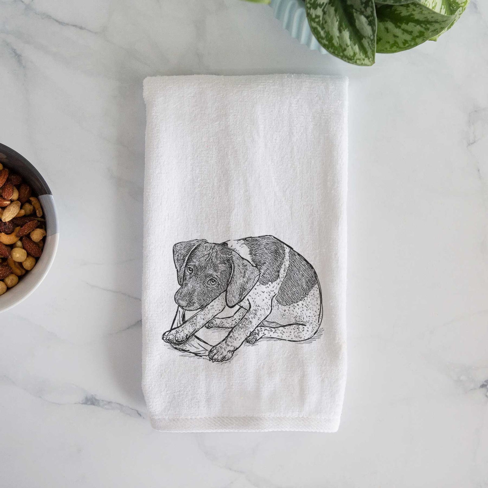 Doodled Dawson the German Shorthaired Pointer Decorative Hand Towel