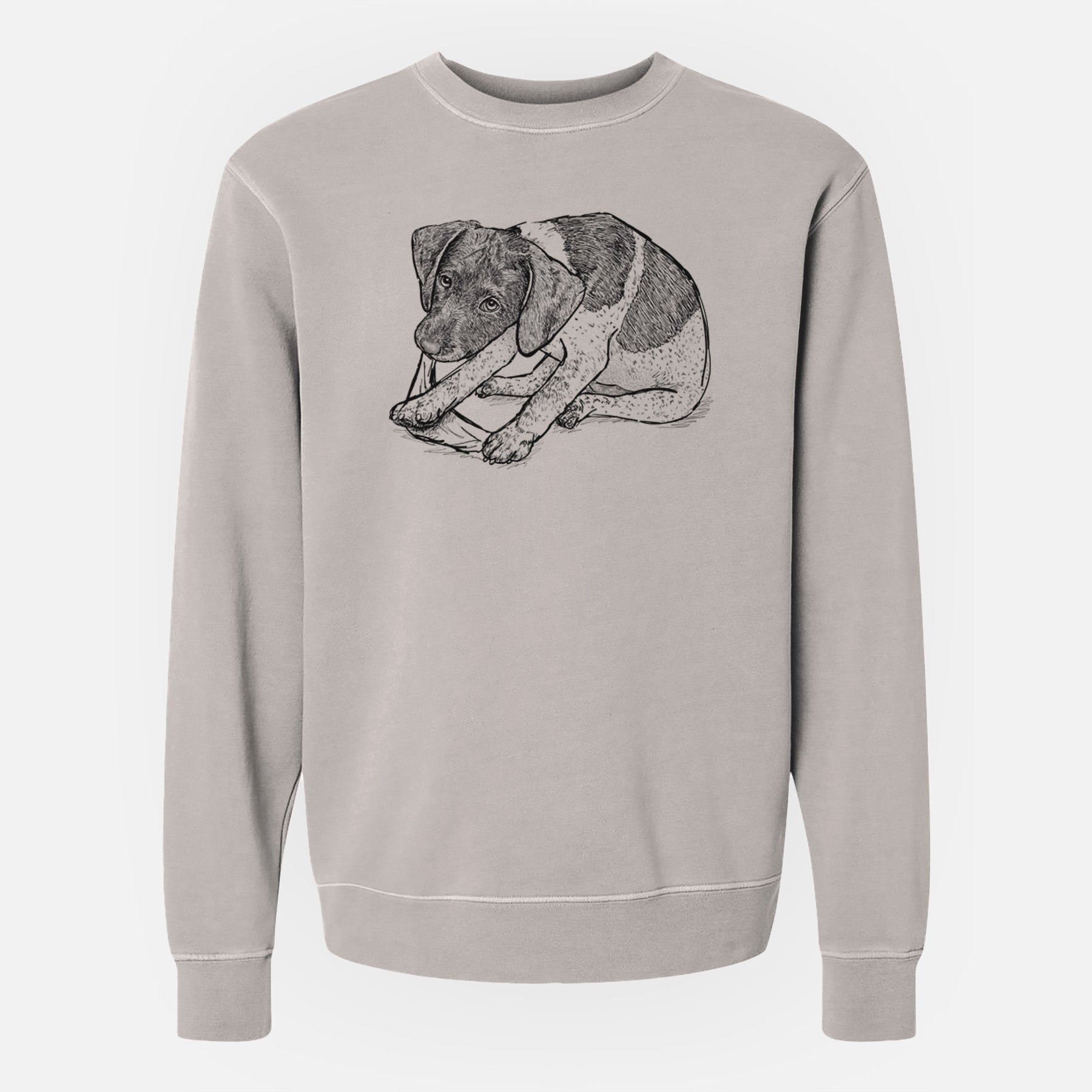 Doodled Dawson the German Shorthaired Pointer - Unisex Pigment Dyed Crew Sweatshirt