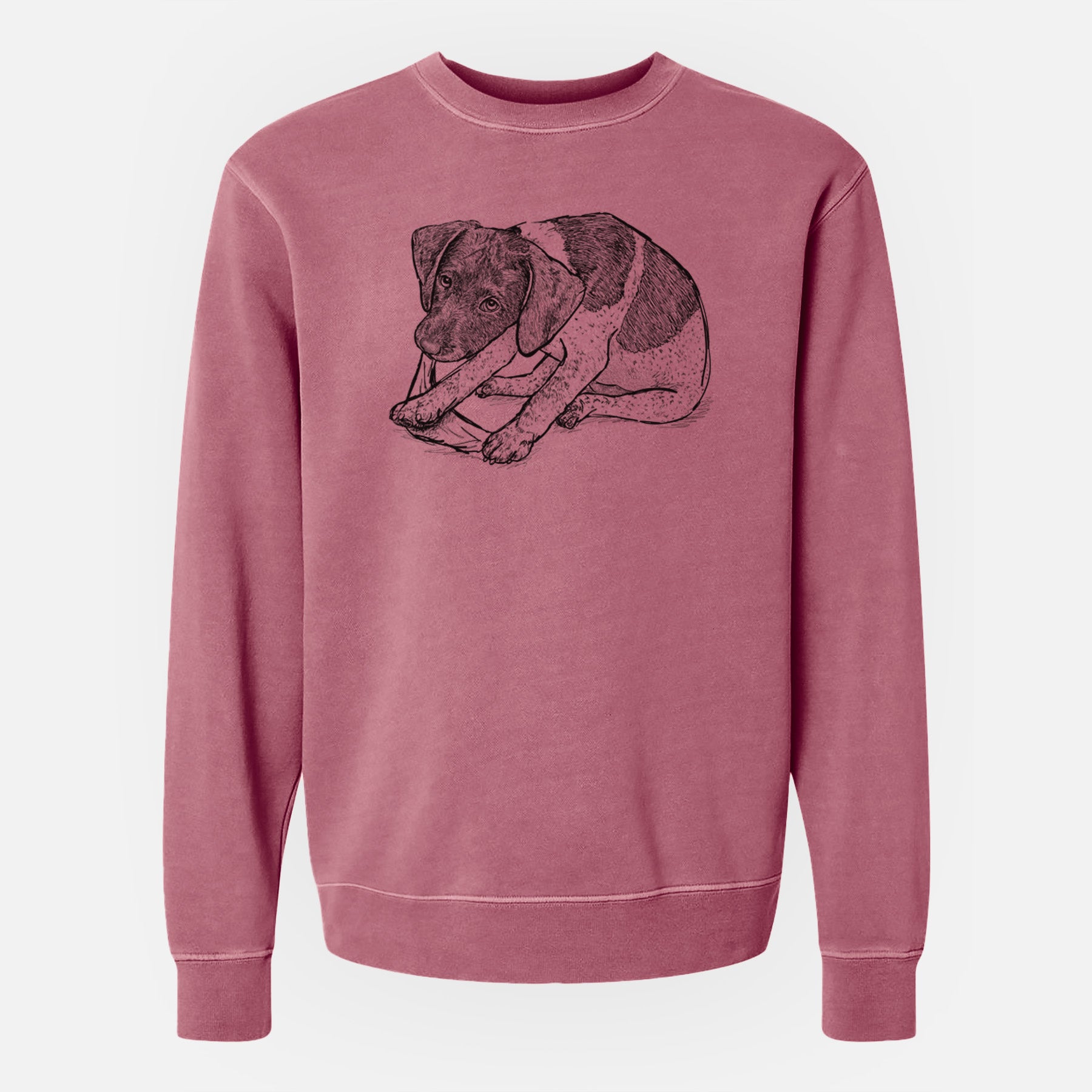 Doodled Dawson the German Shorthaired Pointer - Unisex Pigment Dyed Crew Sweatshirt