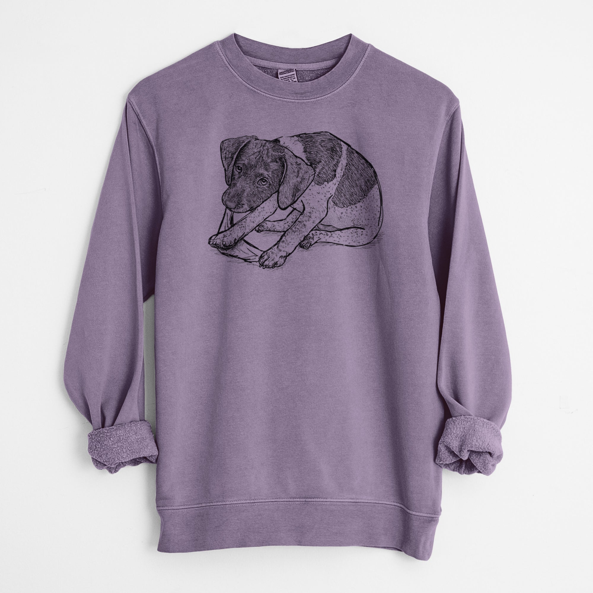 Doodled Dawson the German Shorthaired Pointer - Unisex Pigment Dyed Crew Sweatshirt