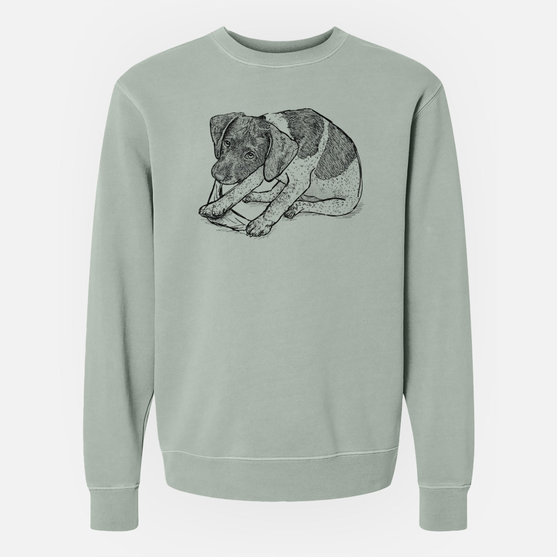 Doodled Dawson the German Shorthaired Pointer - Unisex Pigment Dyed Crew Sweatshirt