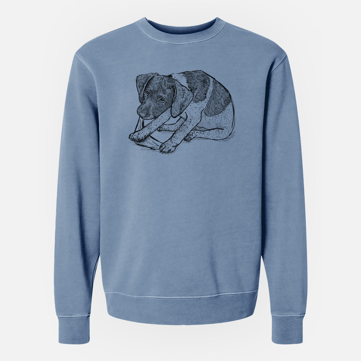 Doodled Dawson the German Shorthaired Pointer - Unisex Pigment Dyed Crew Sweatshirt