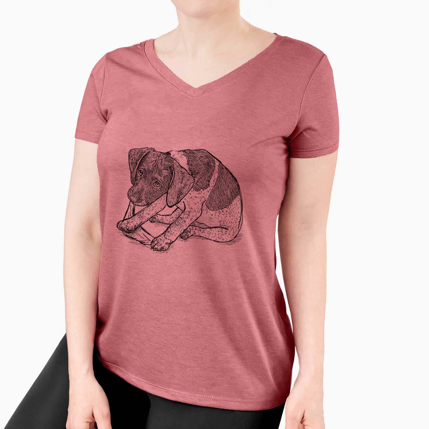 Doodled Dawson the German Shorthaired Pointer - Women's V-neck Shirt