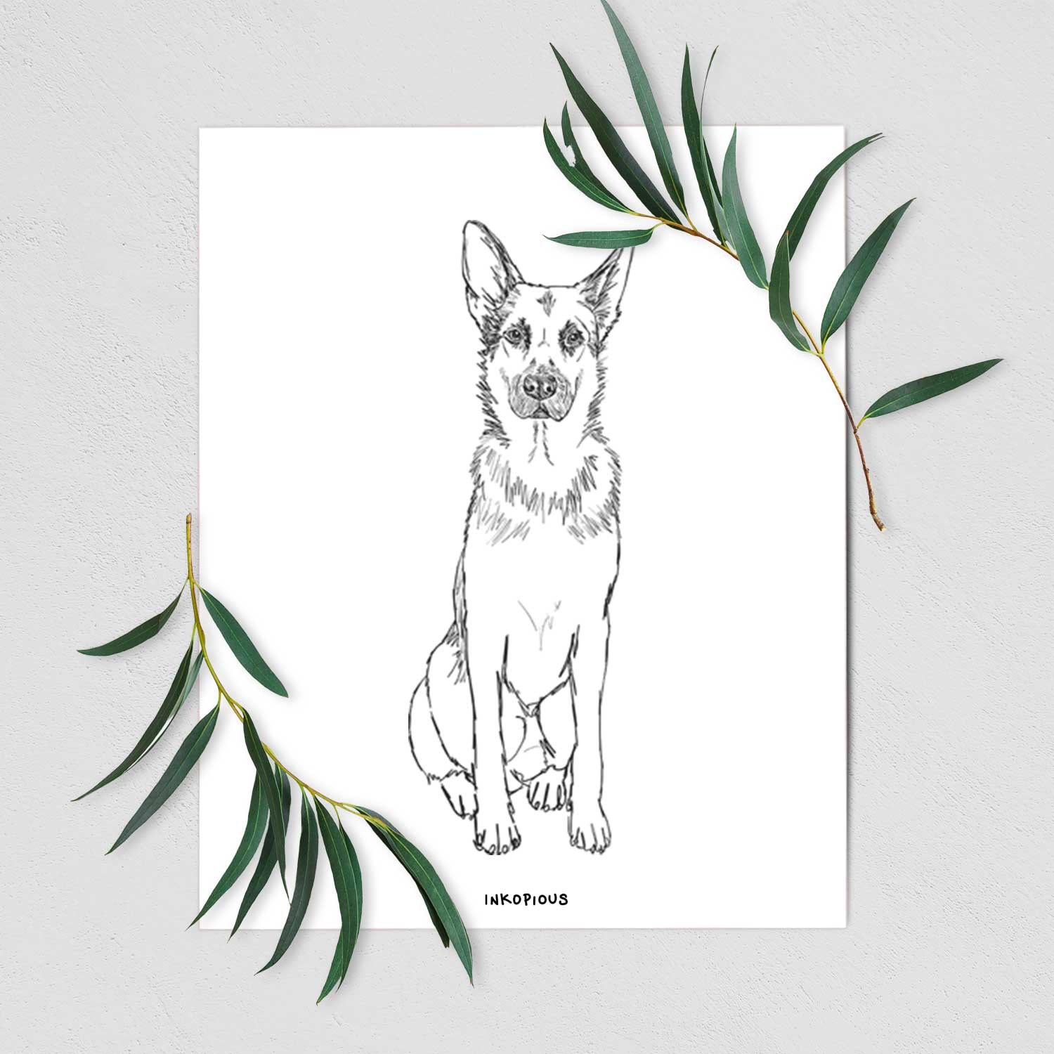 Doodled Delta the German Shepherd Art Print