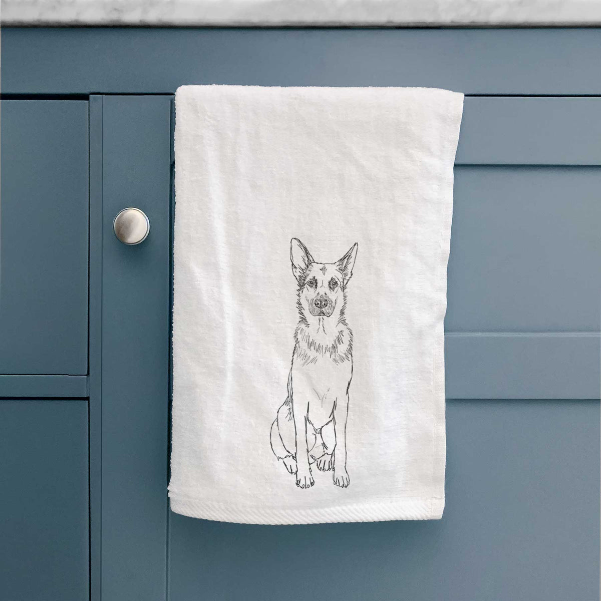Doodled Delta the German Shepherd Decorative Hand Towel
