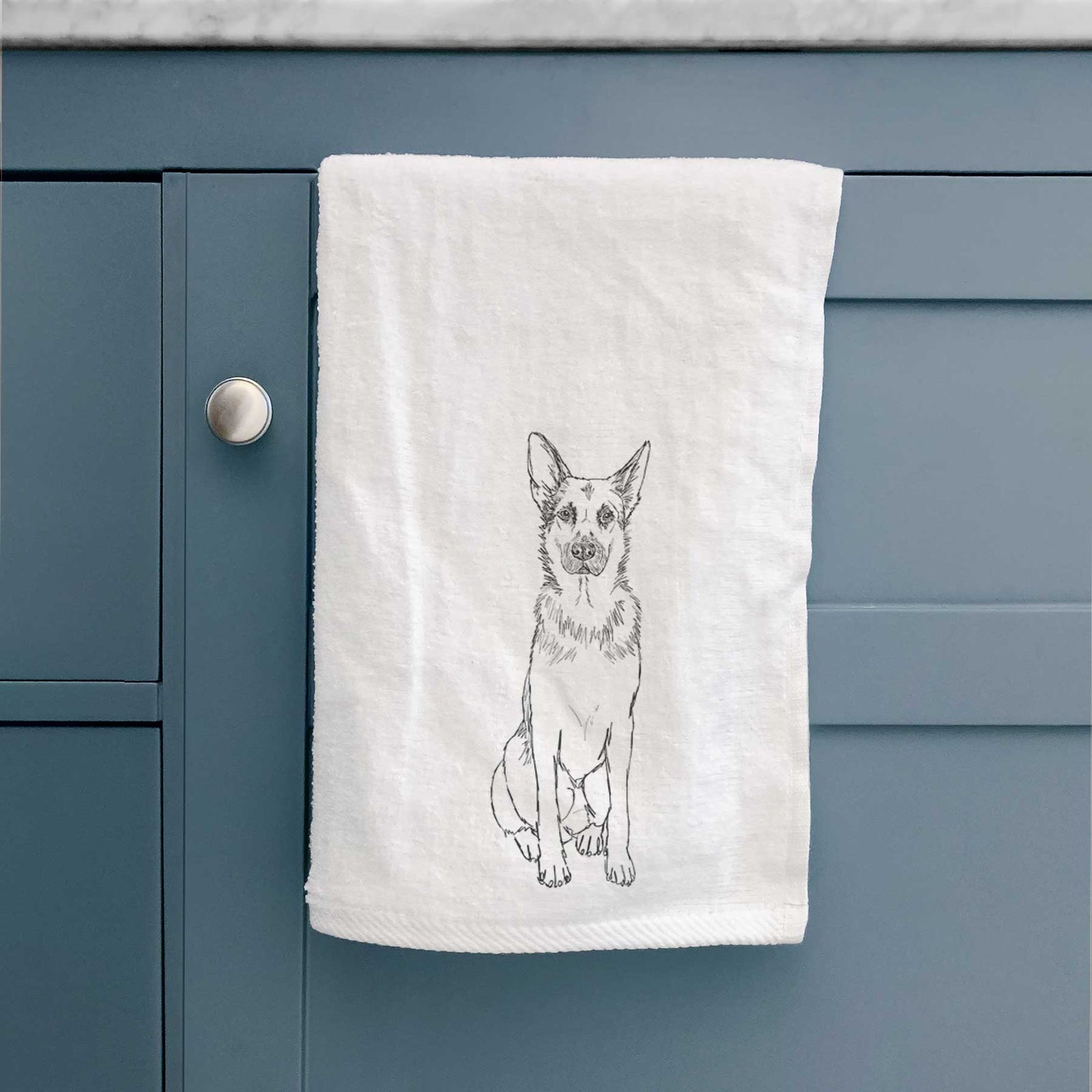 Doodled Delta the German Shepherd Decorative Hand Towel