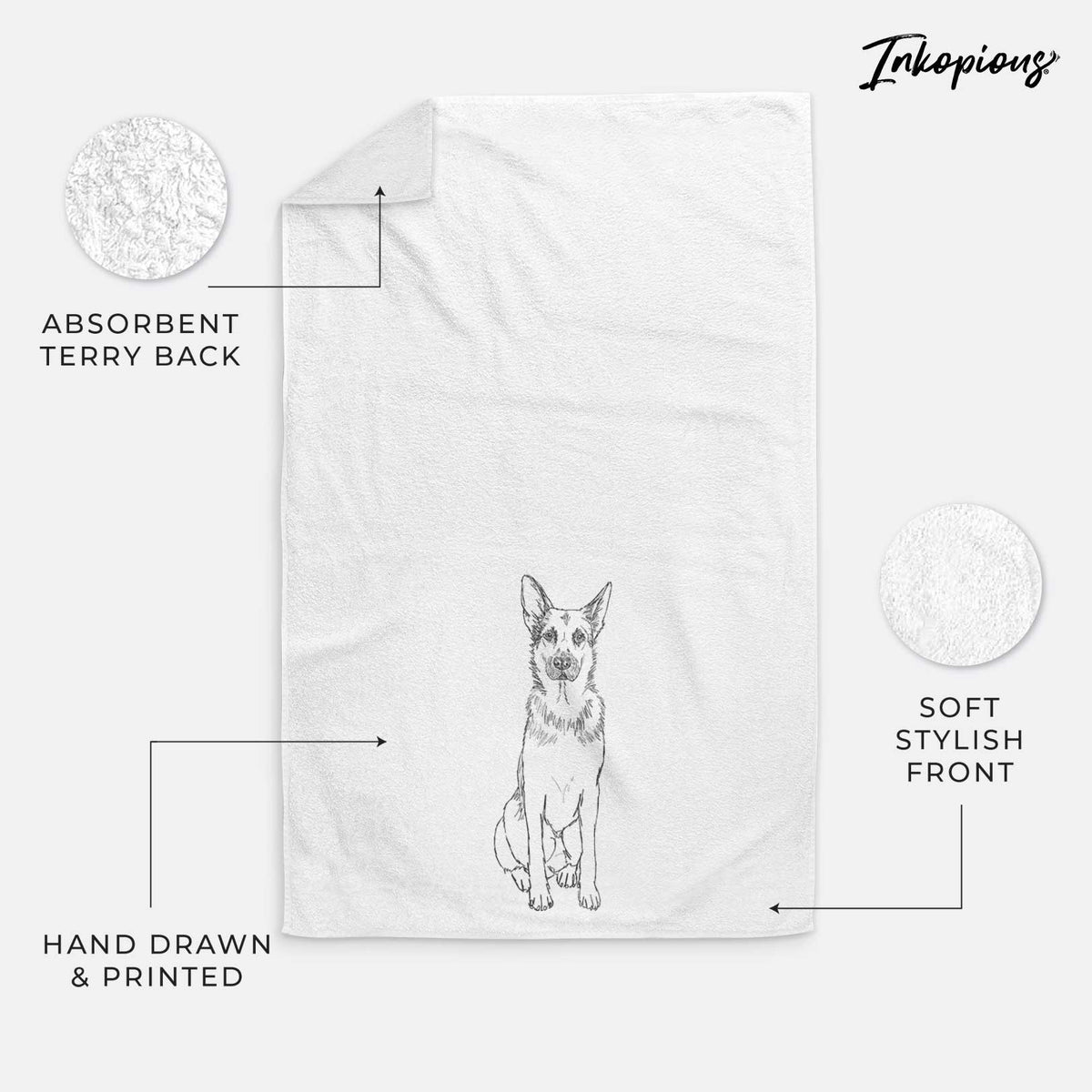 Doodled Delta the German Shepherd Decorative Hand Towel