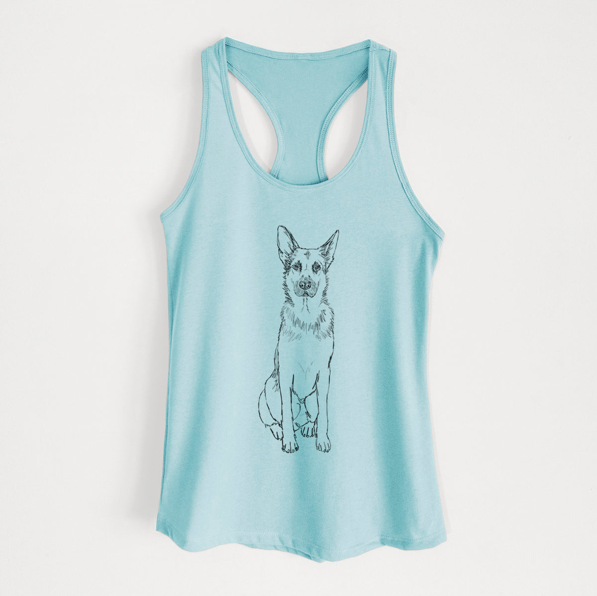 Doodled Delta the German Shepherd - Women's Racerback Tanktop