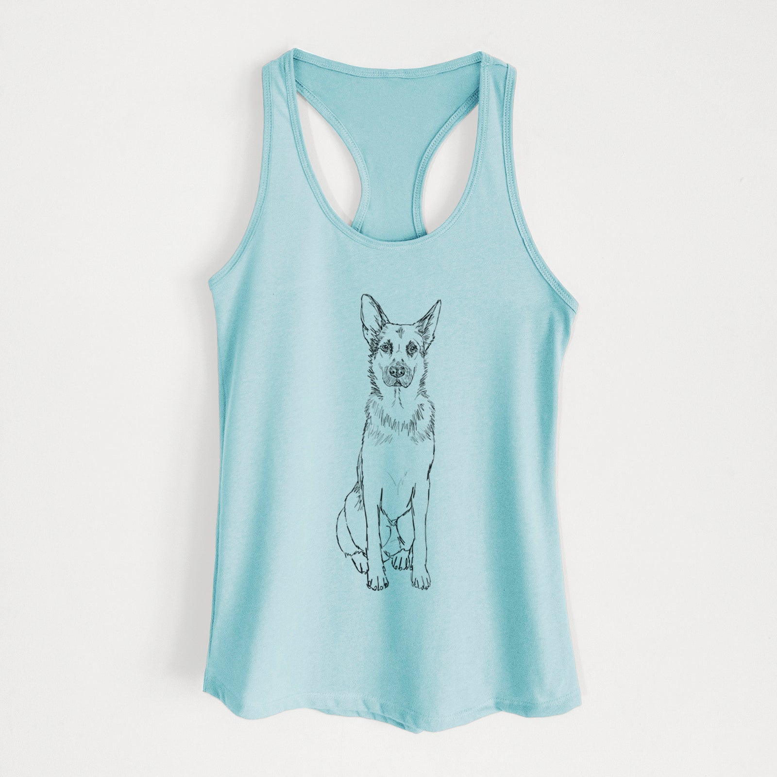 Doodled Delta the German Shepherd - Women's Racerback Tanktop