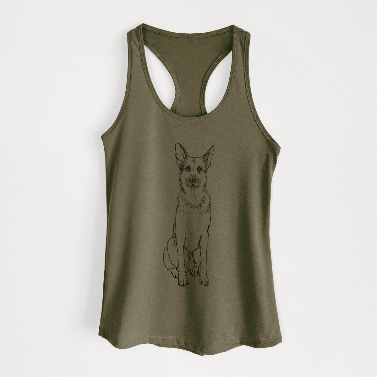 Doodled Delta the German Shepherd - Women's Racerback Tanktop