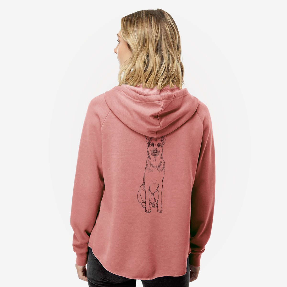 Doodled Delta the German Shepherd - Women's Cali Wave Zip-Up Sweatshirt