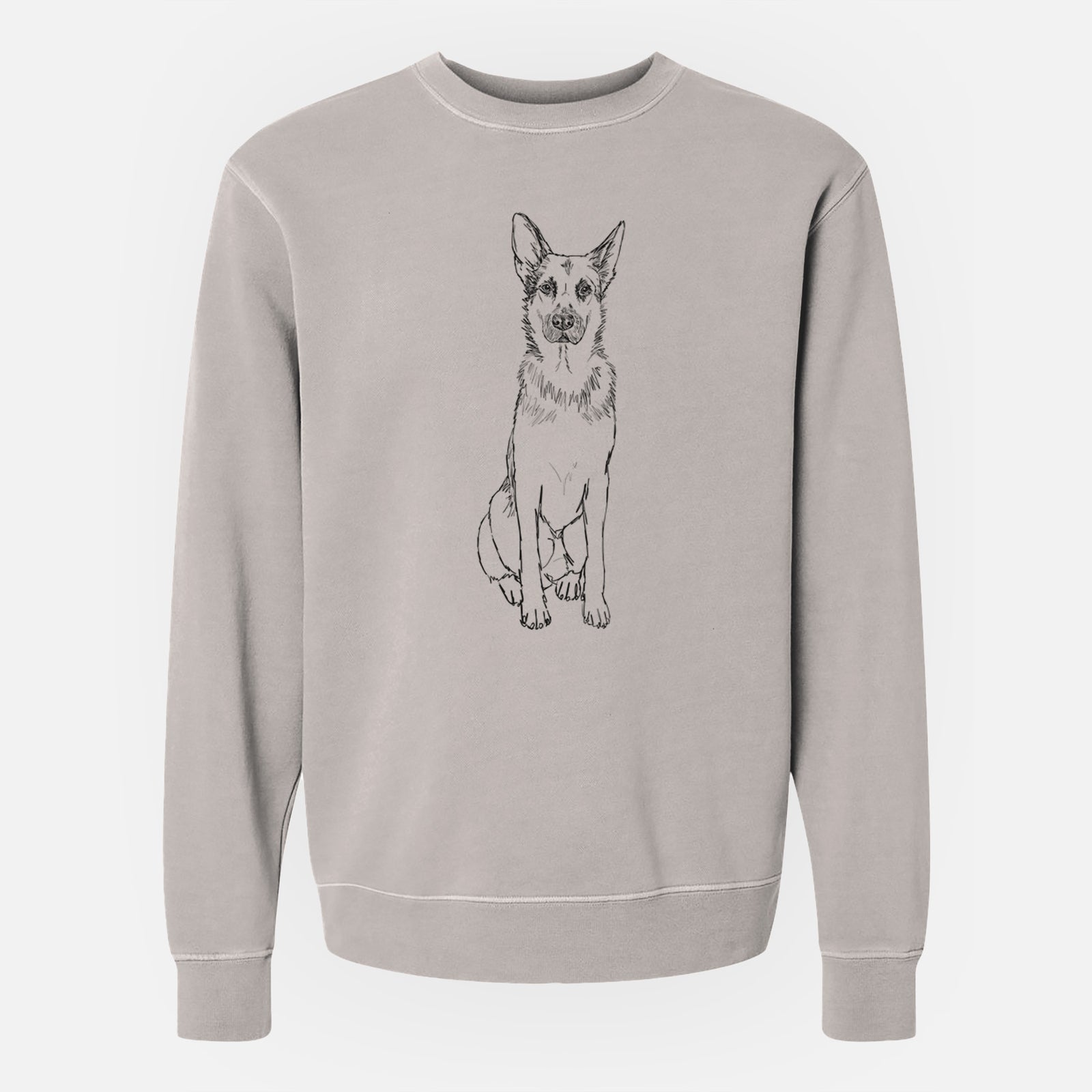 Doodled Delta the German Shepherd - Unisex Pigment Dyed Crew Sweatshirt