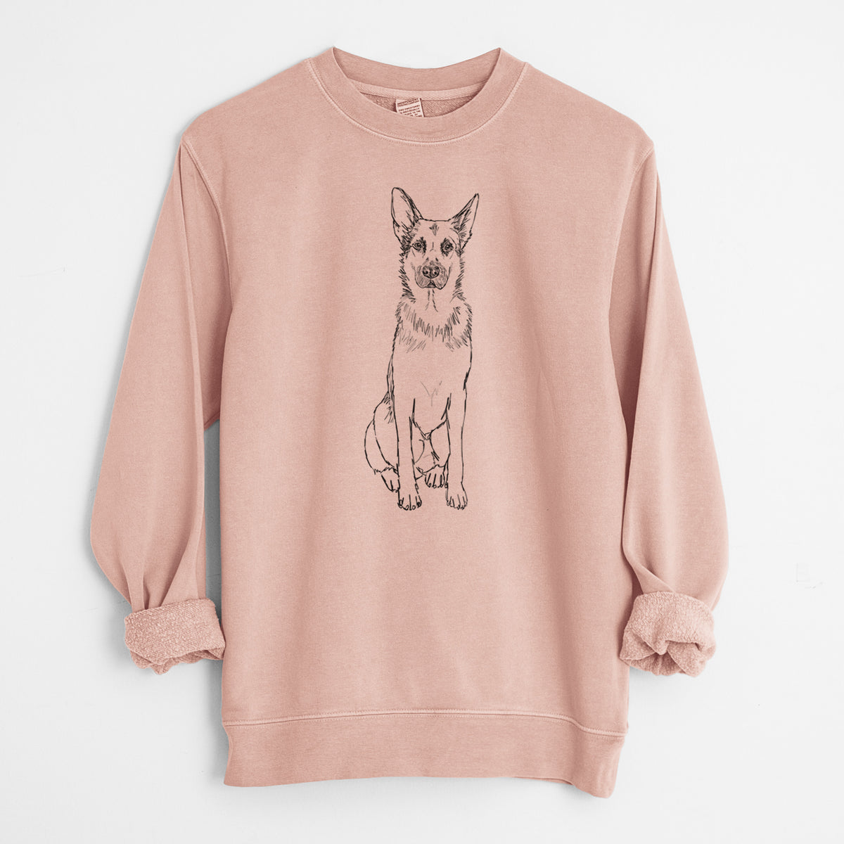 Doodled Delta the German Shepherd - Unisex Pigment Dyed Crew Sweatshirt