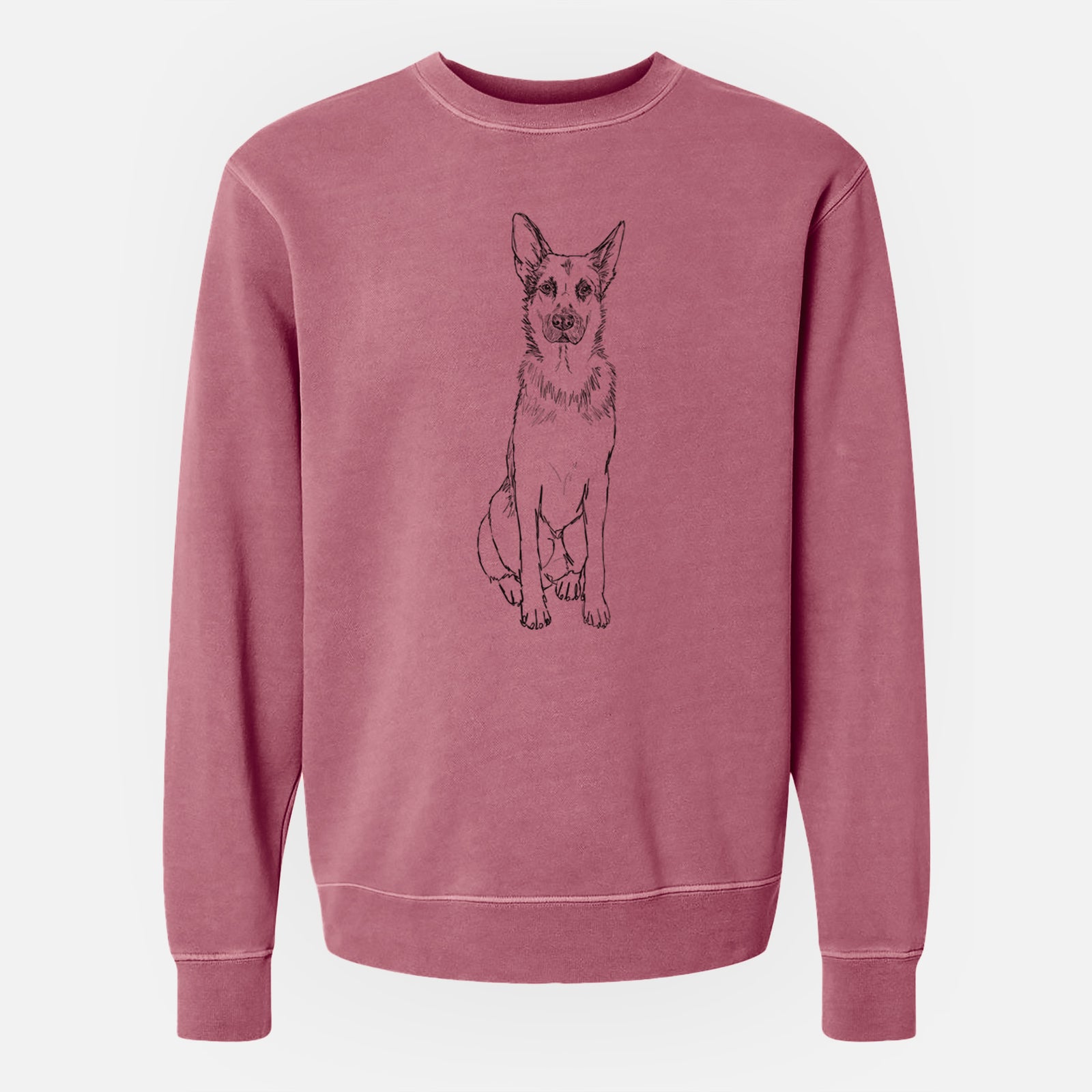 Doodled Delta the German Shepherd - Unisex Pigment Dyed Crew Sweatshirt