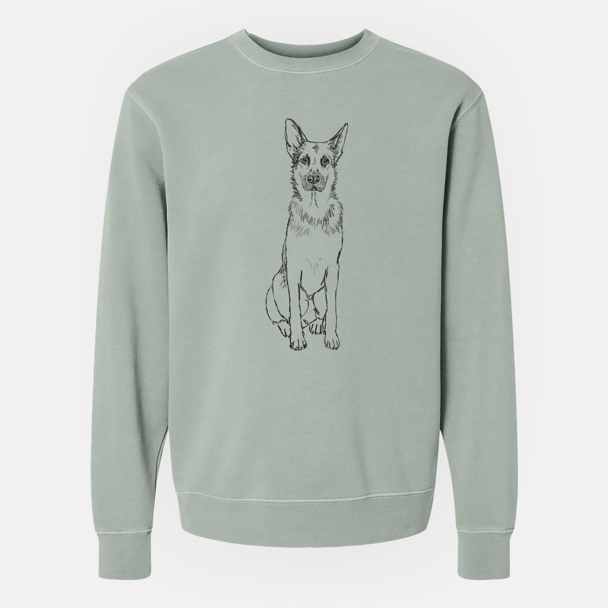 Doodled Delta the German Shepherd - Unisex Pigment Dyed Crew Sweatshirt