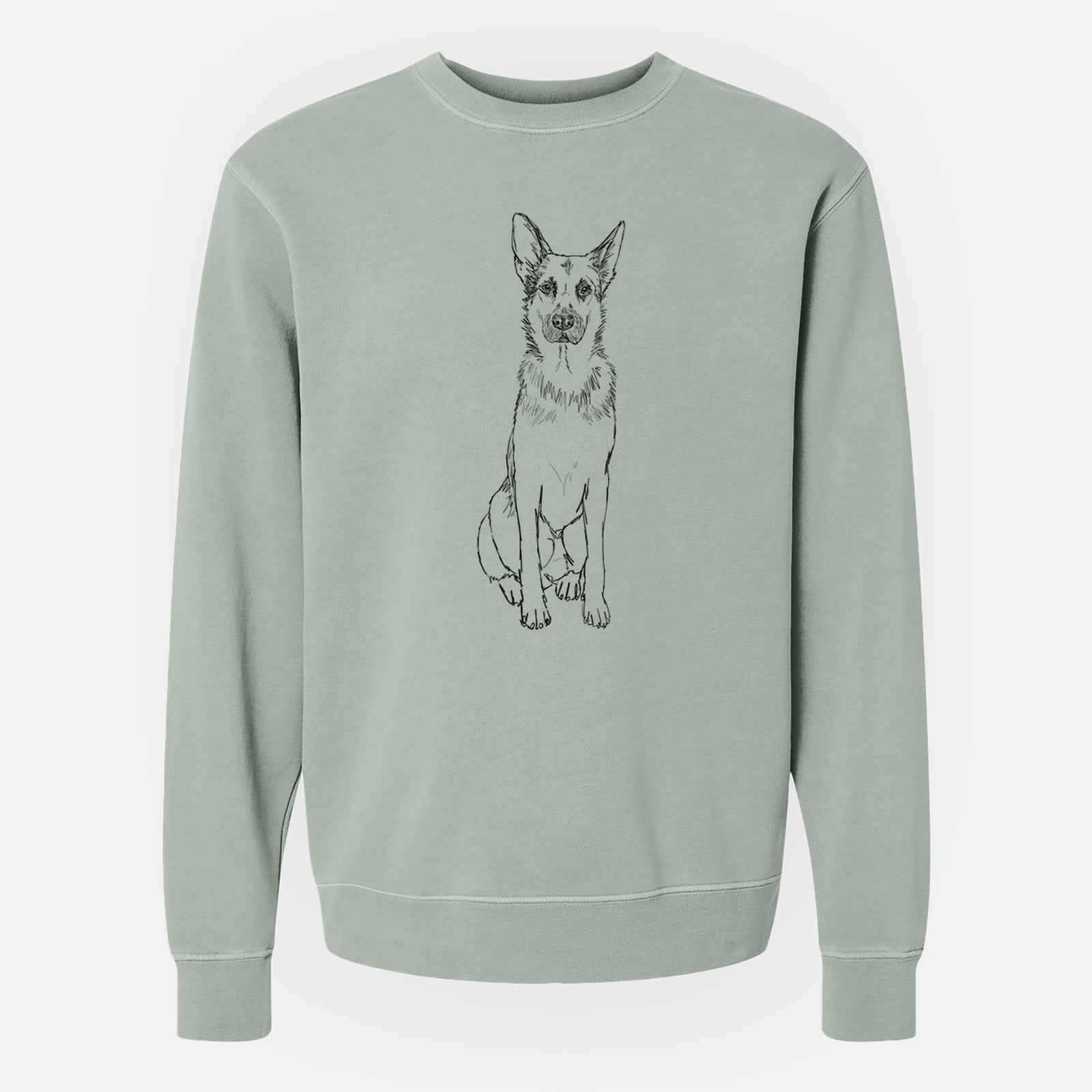 Doodled Delta the German Shepherd - Unisex Pigment Dyed Crew Sweatshirt