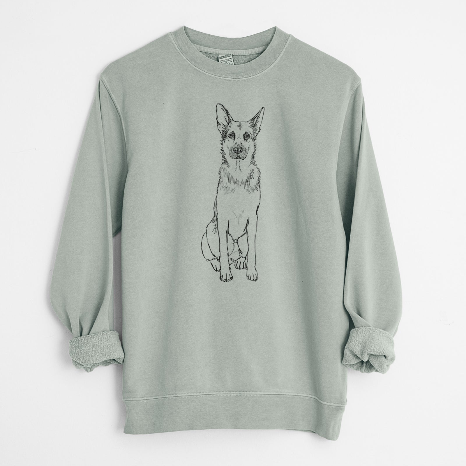 Doodled Delta the German Shepherd - Unisex Pigment Dyed Crew Sweatshirt