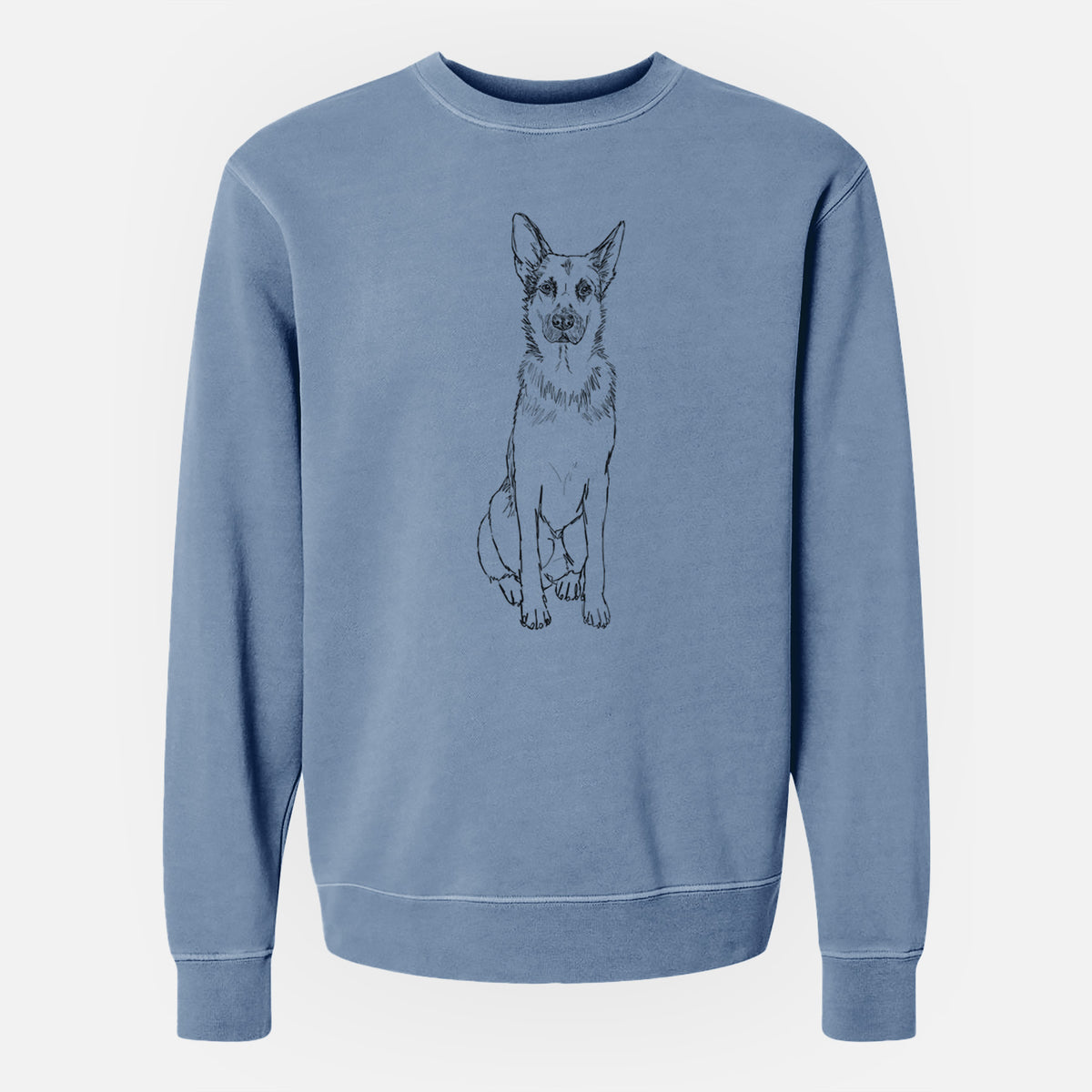 Doodled Delta the German Shepherd - Unisex Pigment Dyed Crew Sweatshirt