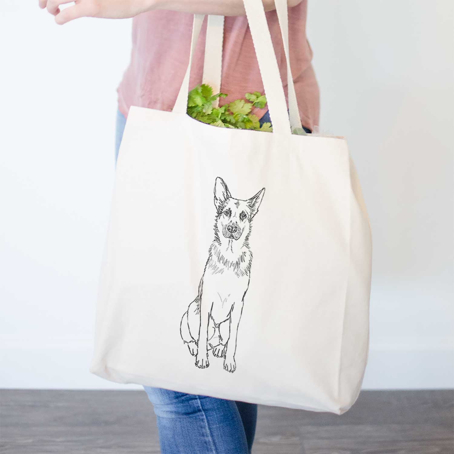 Doodled Delta the German Shepherd - Tote Bag