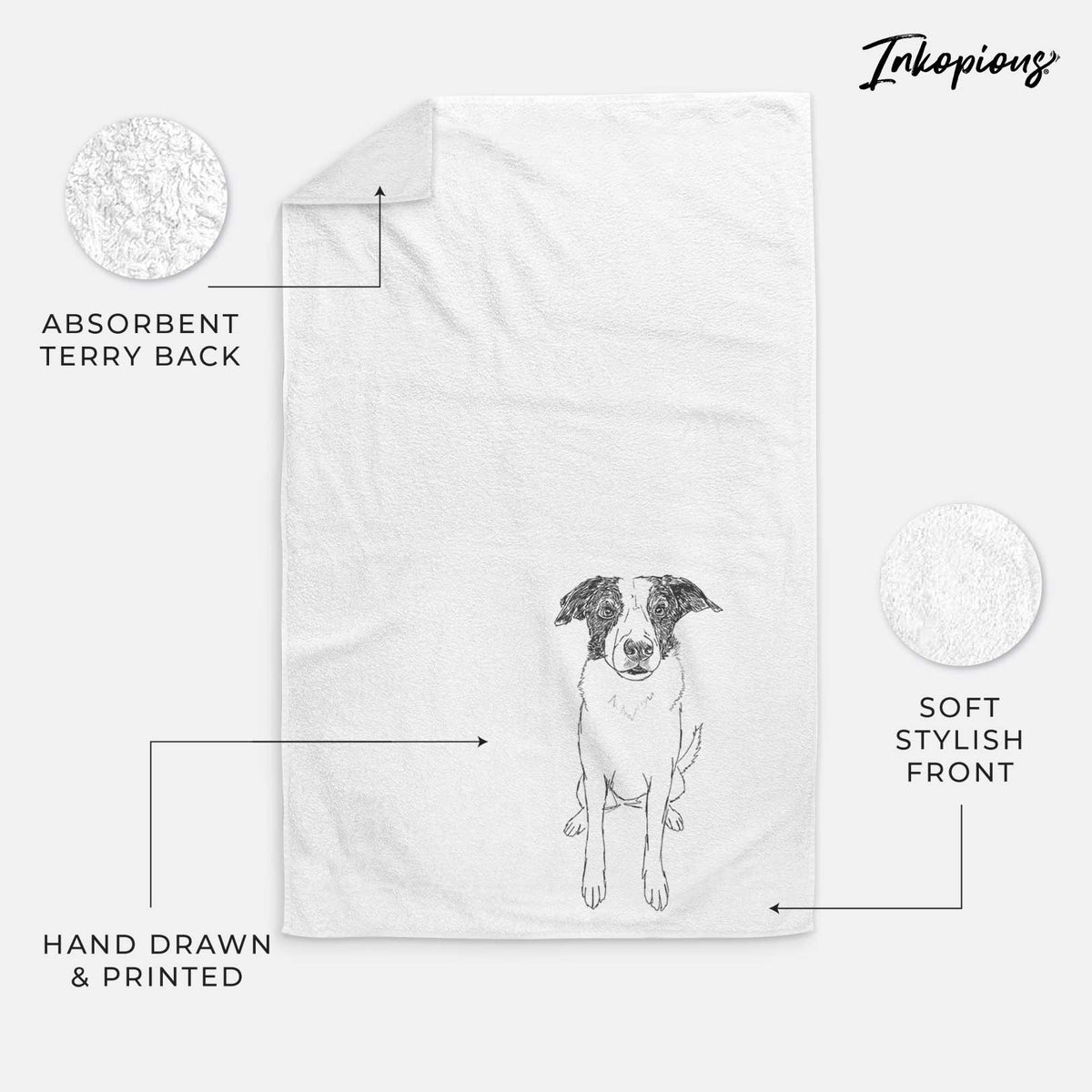 Doodled Dewey the Mixed Breed Decorative Hand Towel