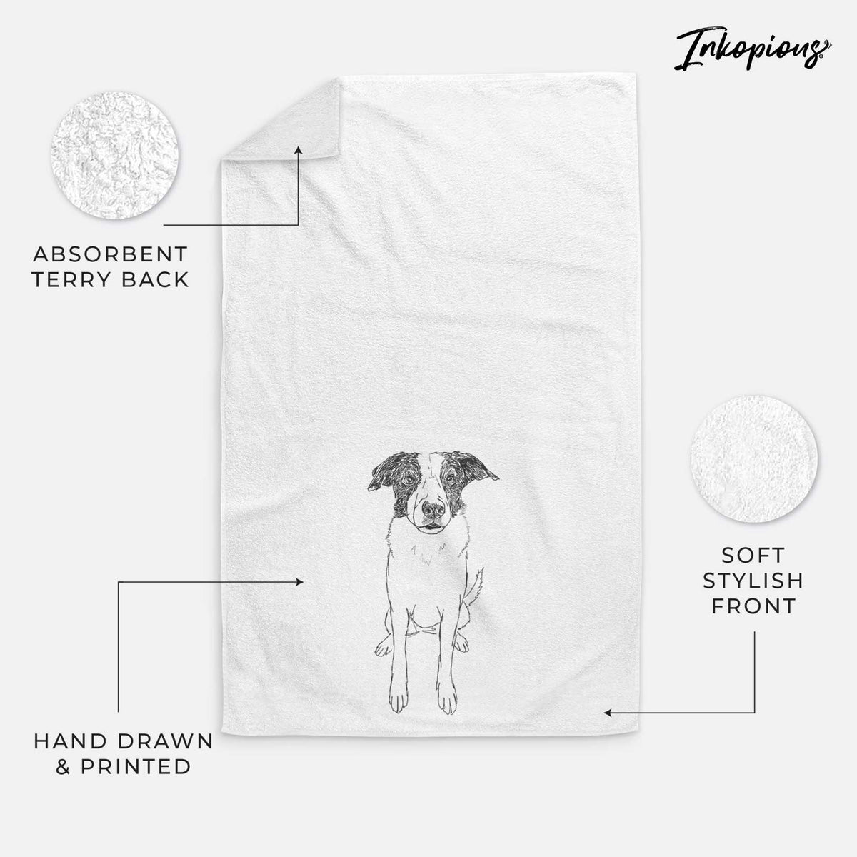 Doodled Dewey the Mixed Breed Decorative Hand Towel