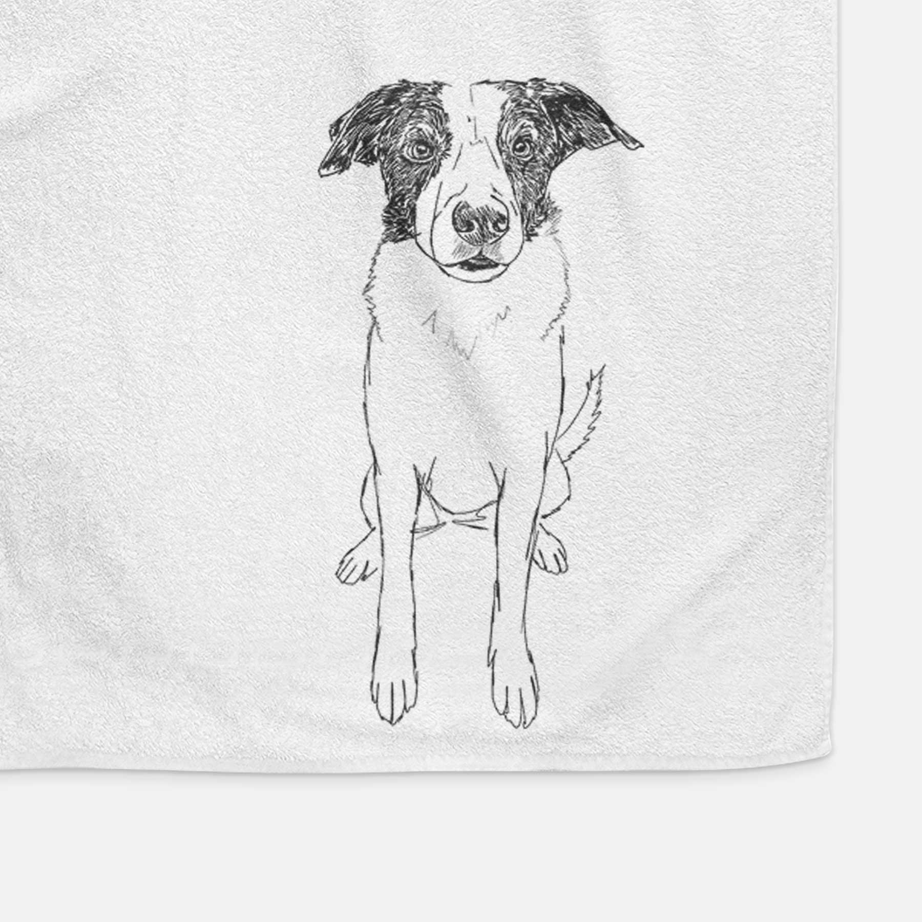 Doodled Dewey the Mixed Breed Decorative Hand Towel