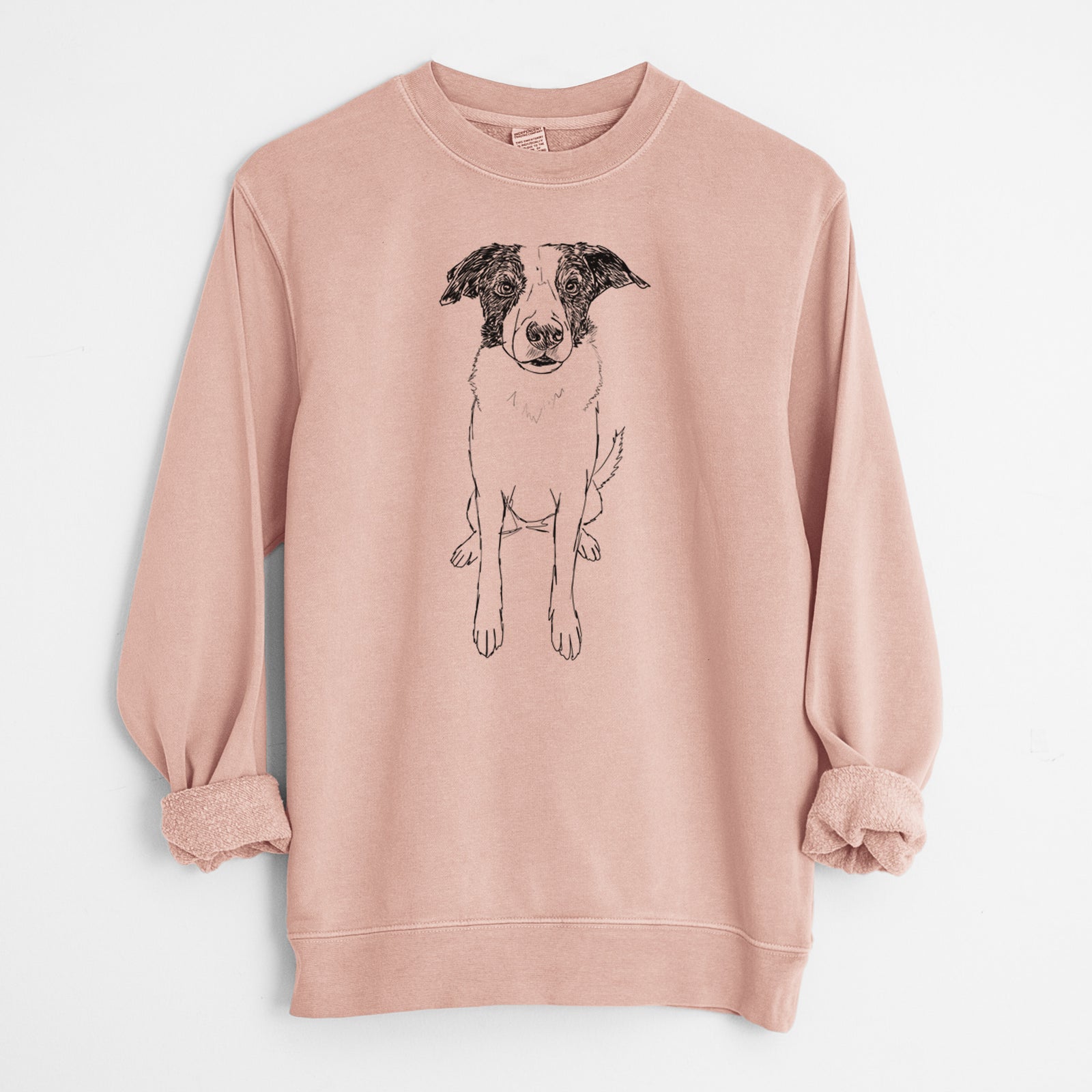 Doodled Dewey the Mixed Breed - Unisex Pigment Dyed Crew Sweatshirt